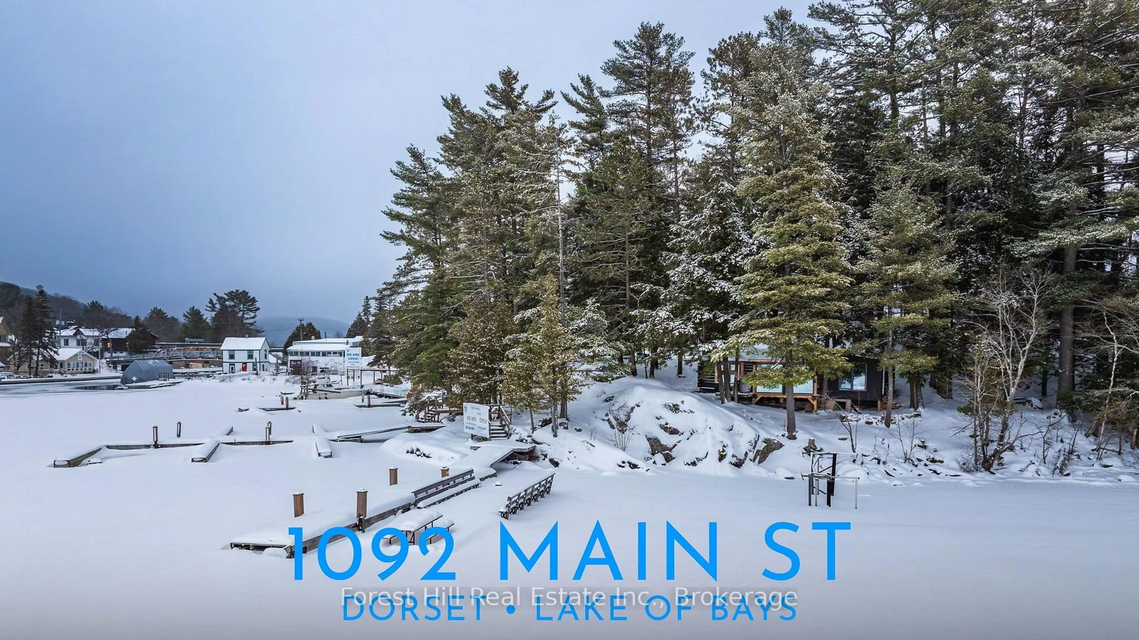 A pic from outside/outdoor area/front of a property/back of a property/a pic from drone, street for 1092 Main St, Lake of Bays Ontario P0B 1A0
