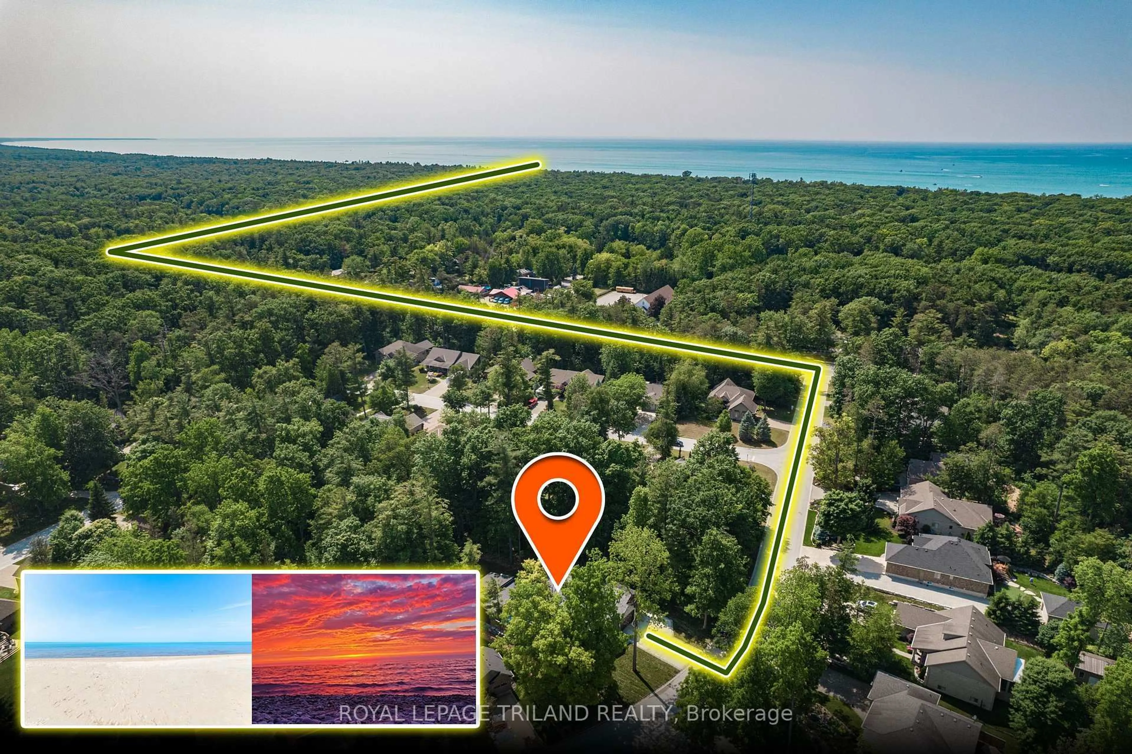 A pic from outside/outdoor area/front of a property/back of a property/a pic from drone, water/lake/river/ocean view for 10175 MERRYWOOD Dr, Lambton Shores Ontario N0M 1T0