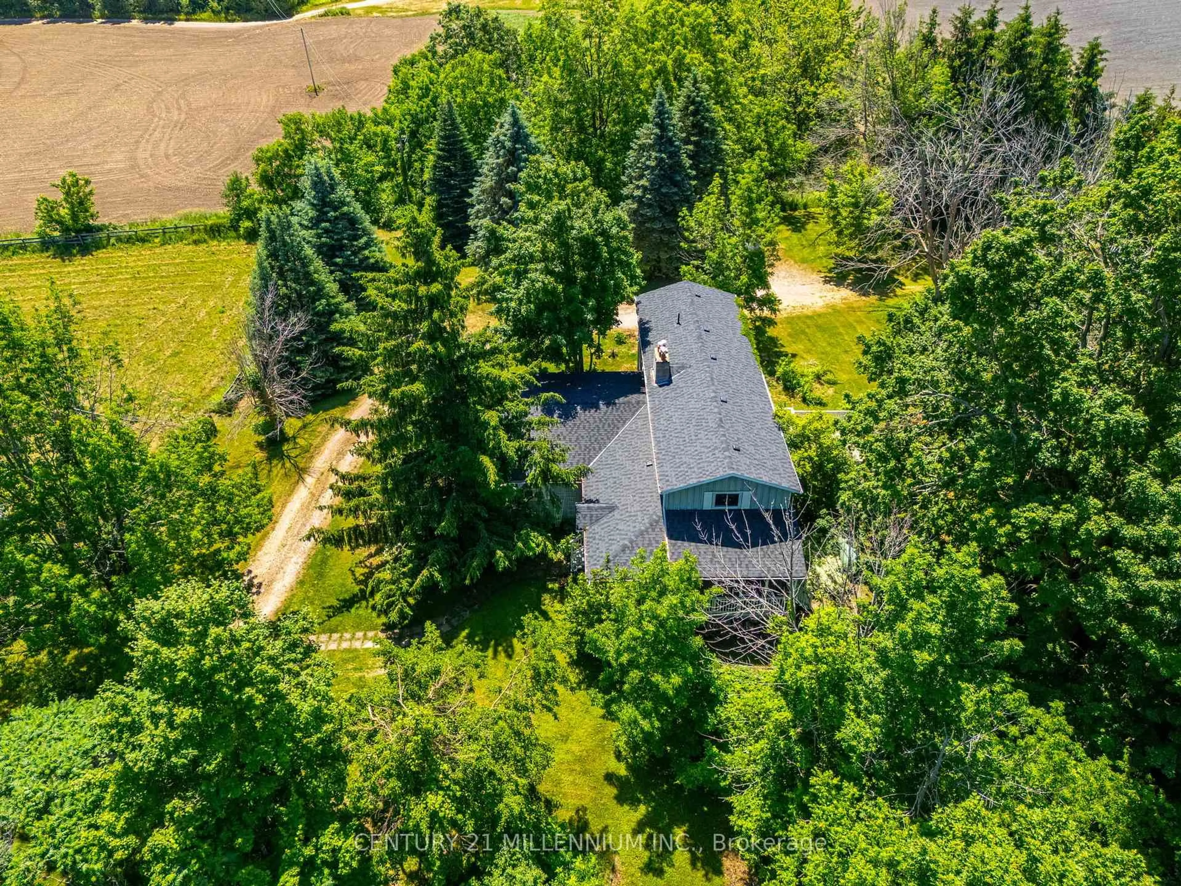 A pic from outside/outdoor area/front of a property/back of a property/a pic from drone, forest/trees view for 836100 4th Line East Line, Mulmur Ontario L9V 0J1