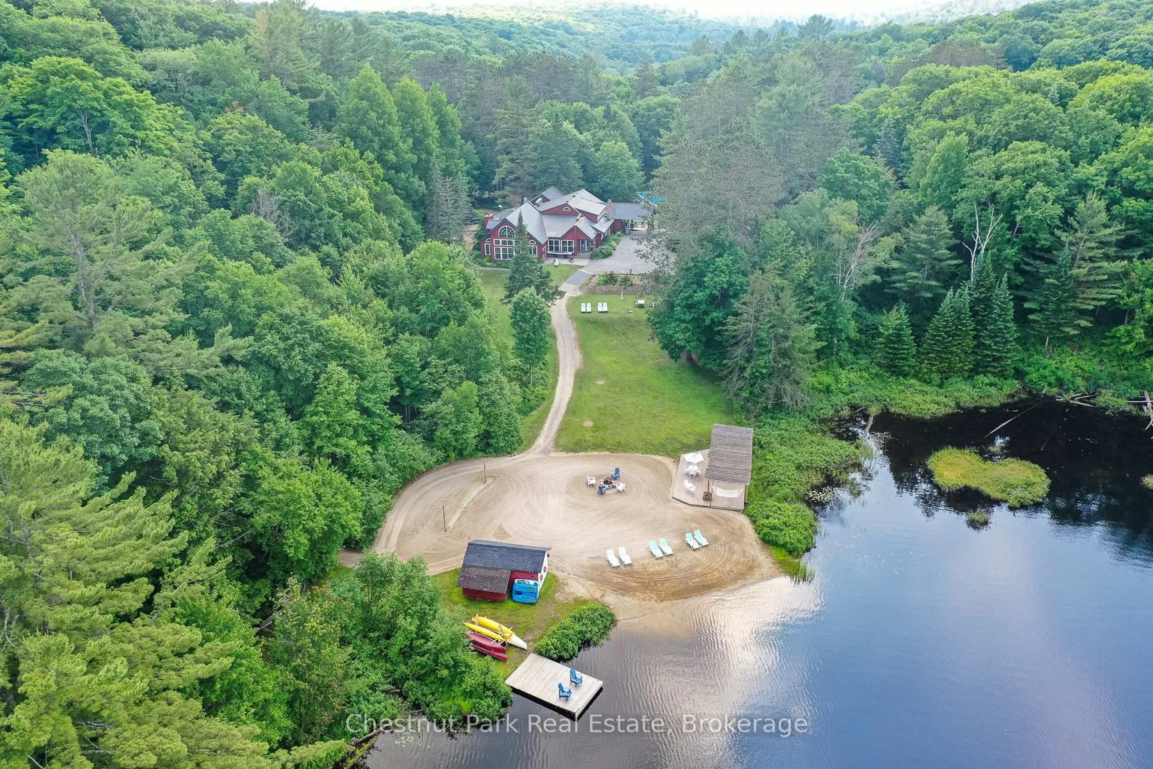 A pic from outside/outdoor area/front of a property/back of a property/a pic from drone, water/lake/river/ocean view for 848 & 1086 CLEARWATER LAKE Rd & N. Deer Lake Rd, Huntsville Ontario P0B 1L0
