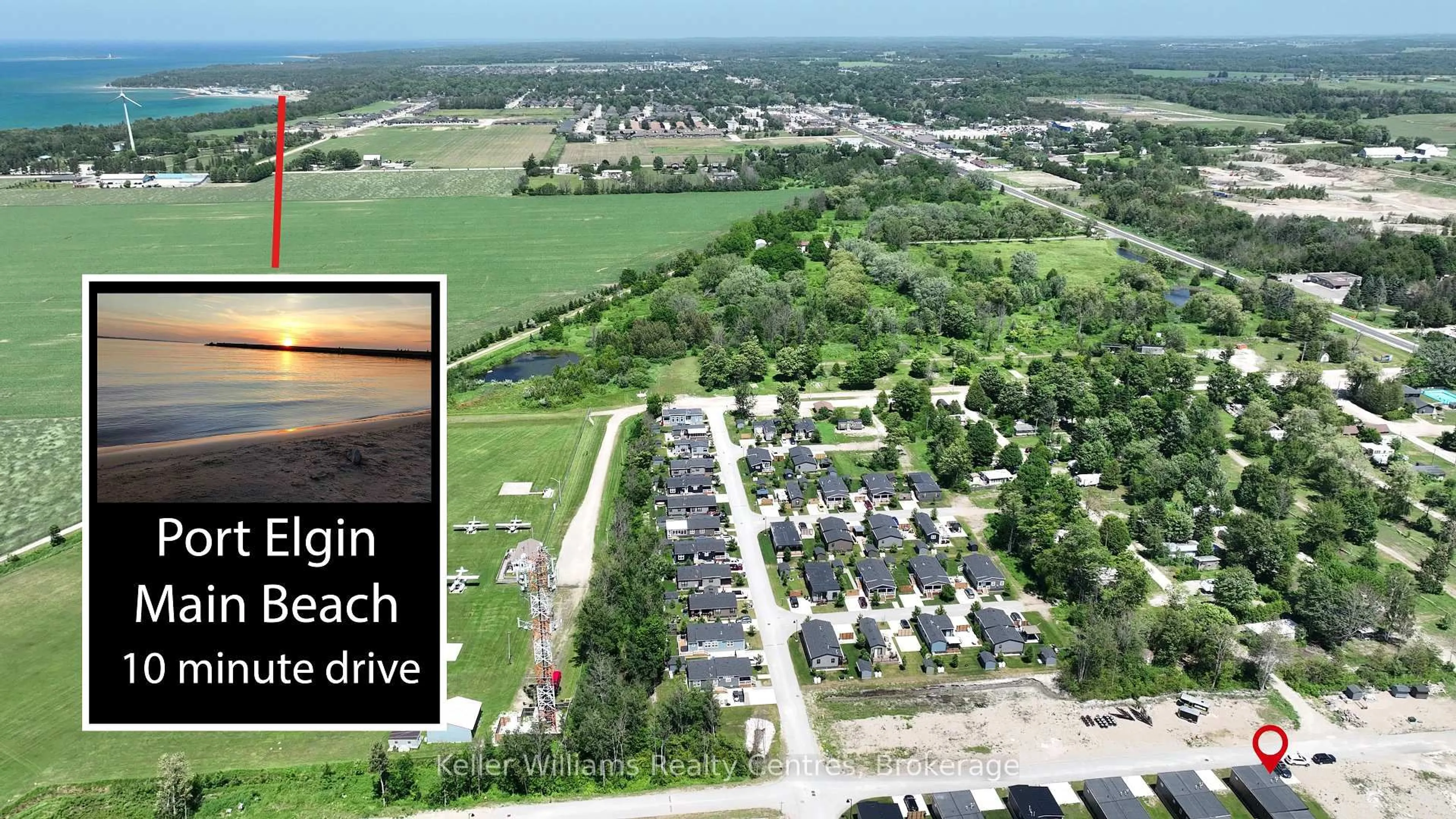 A pic from outside/outdoor area/front of a property/back of a property/a pic from drone, water/lake/river/ocean view for 5007 Highway 21 Highway #1510, Saugeen Shores Ontario N0H 2C5