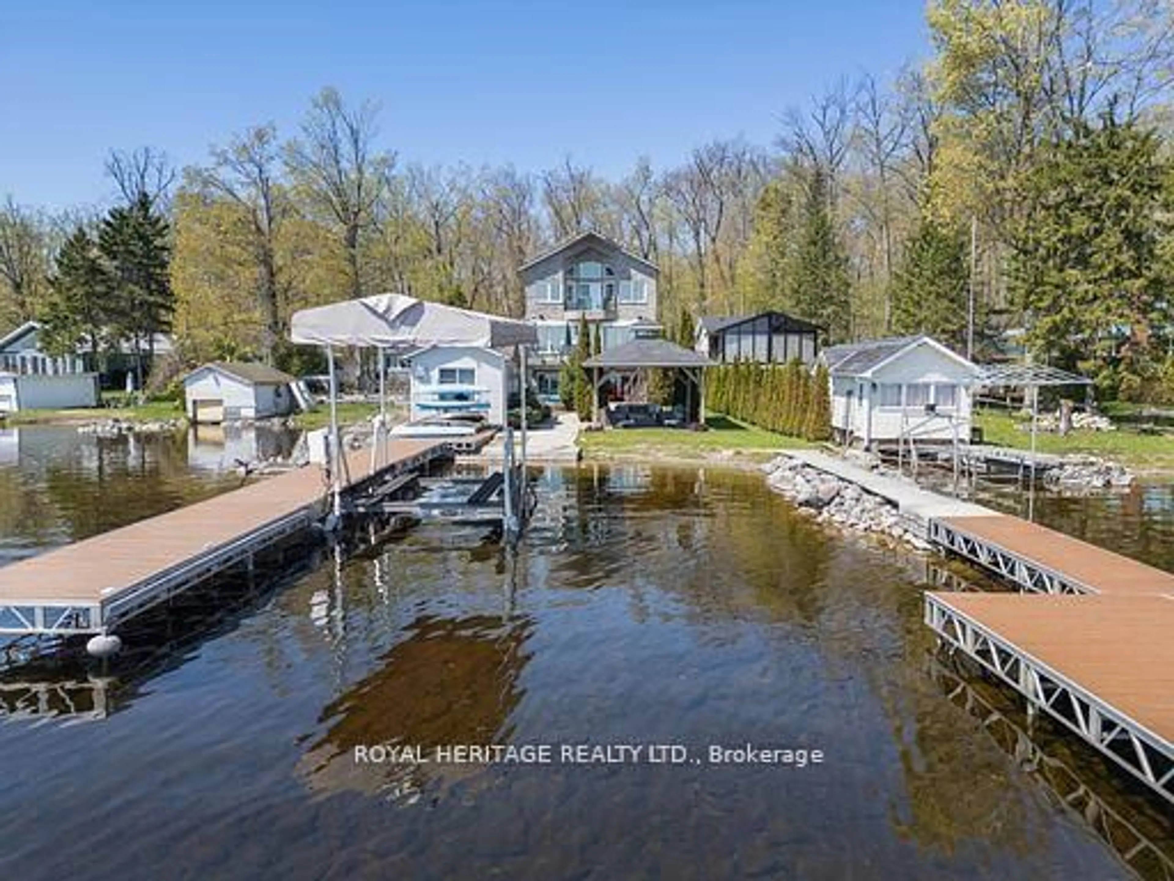 A pic from outside/outdoor area/front of a property/back of a property/a pic from drone, water/lake/river/ocean view for 34 Hills Rd, Kawartha Lakes Ontario K0M 1A0