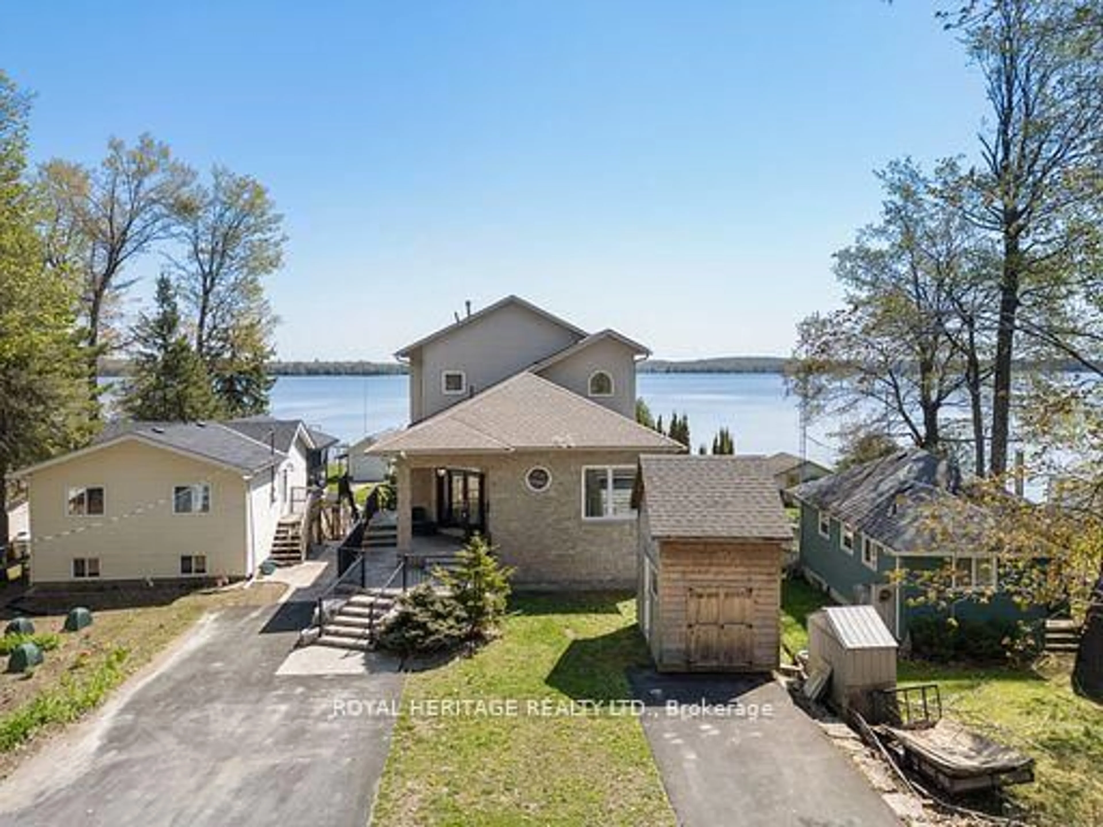 A pic from outside/outdoor area/front of a property/back of a property/a pic from drone, water/lake/river/ocean view for 34 Hills Rd, Kawartha Lakes Ontario K0M 1A0