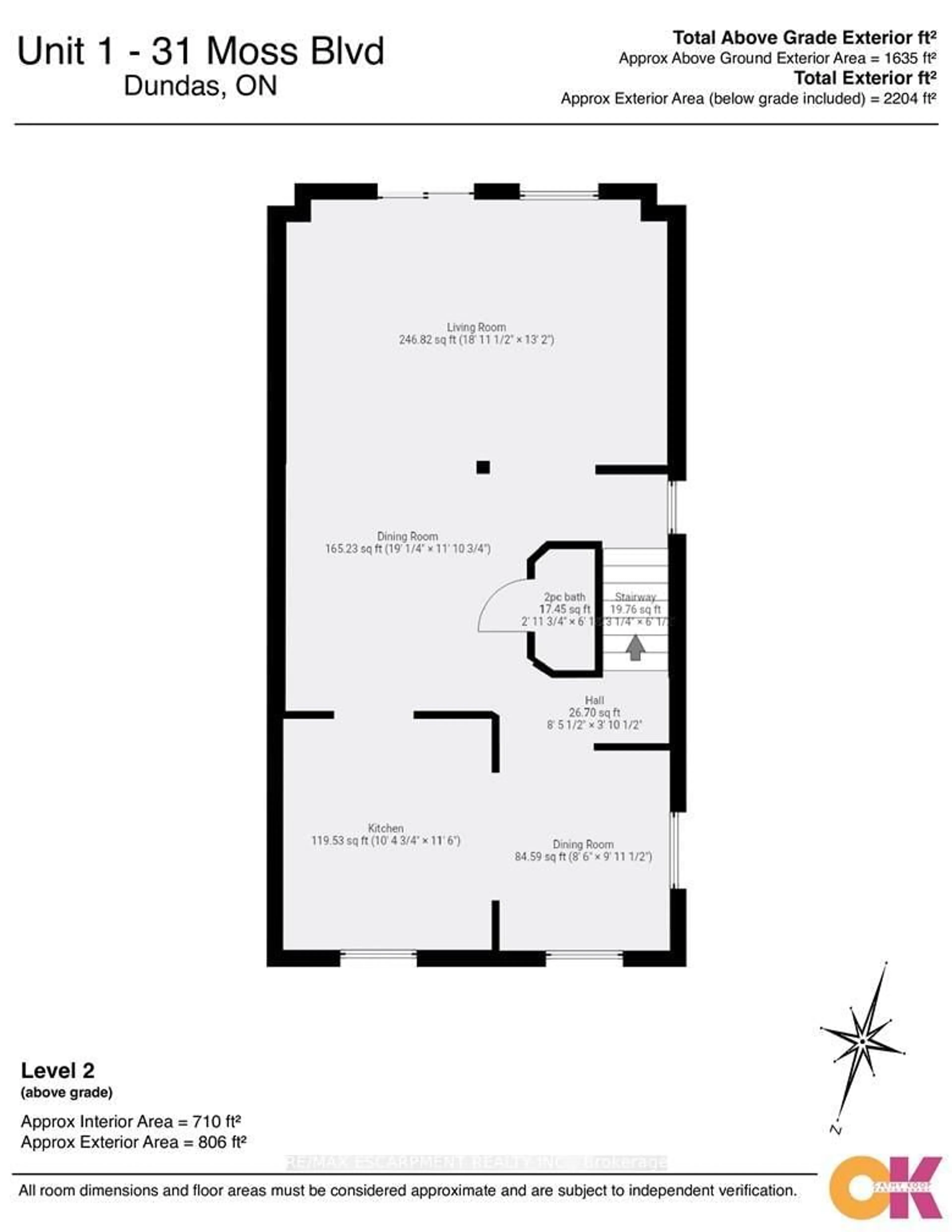 Floor plan for 31 Moss Blvd #1, Hamilton Ontario L9H 7A6