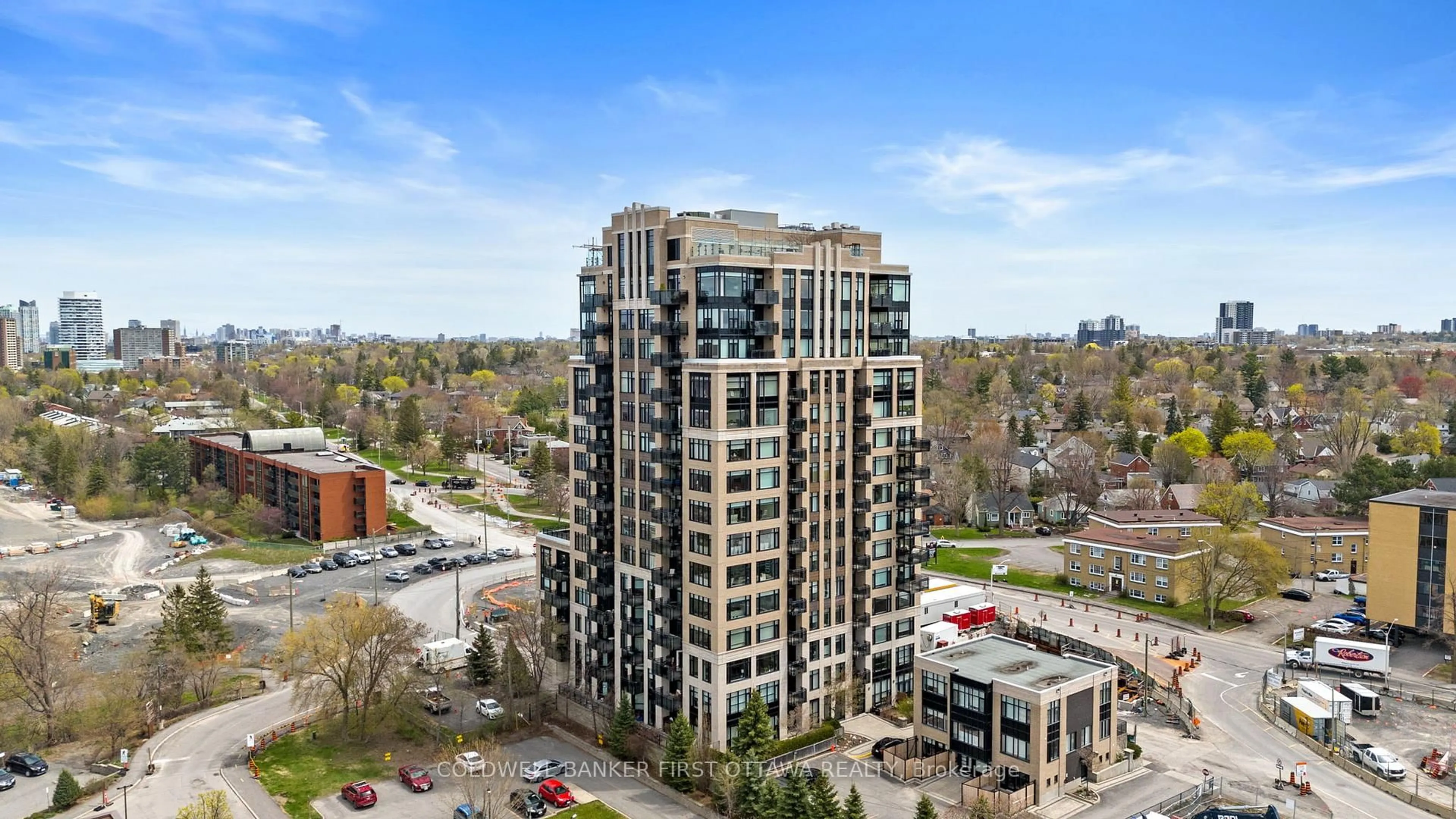 A pic from outside/outdoor area/front of a property/back of a property/a pic from drone, city buildings view from balcony for 75 Cleary Ave #1006, Ottawa Ontario K2A 1R8
