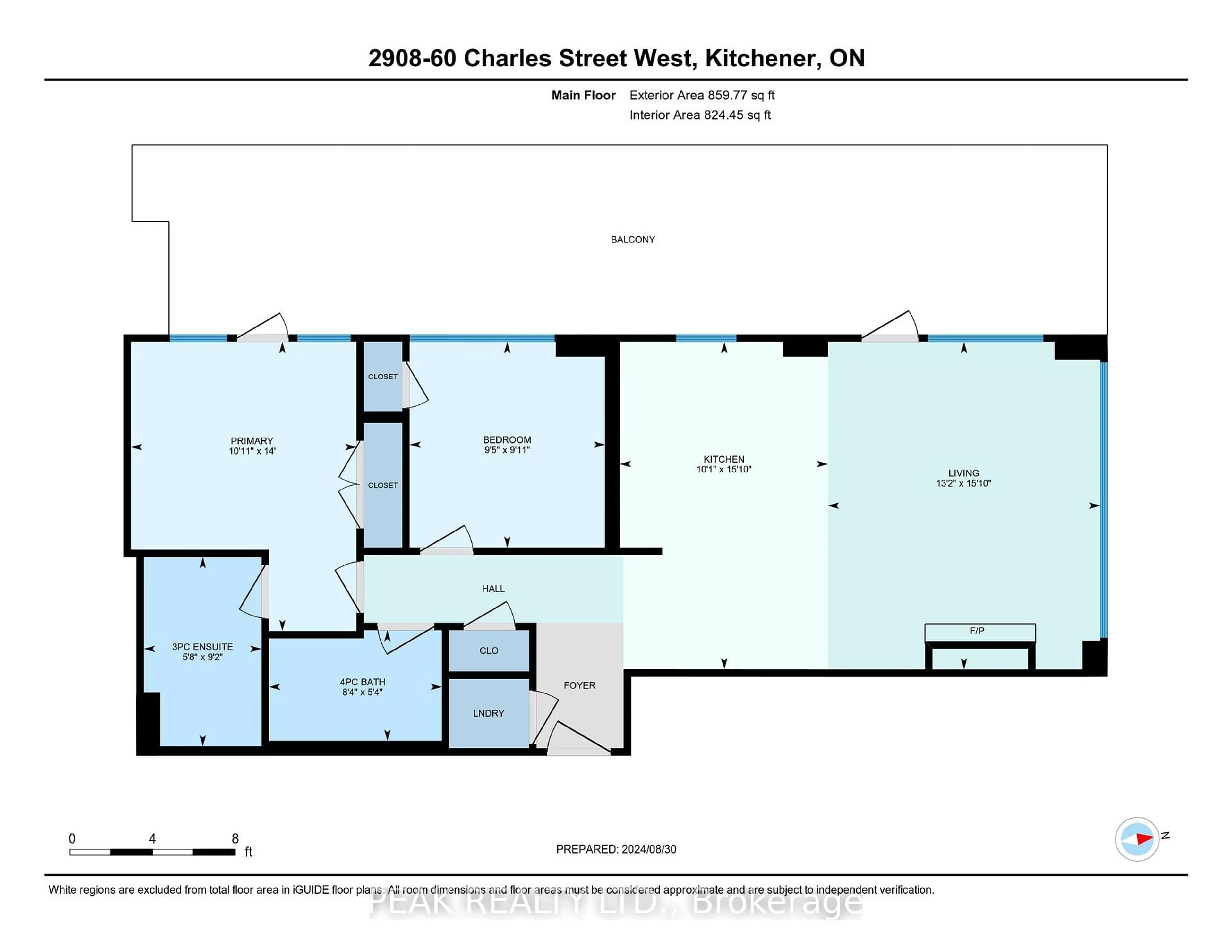 Floor plan for 60 Charles St #2908, Kitchener Ontario N2G 0C9