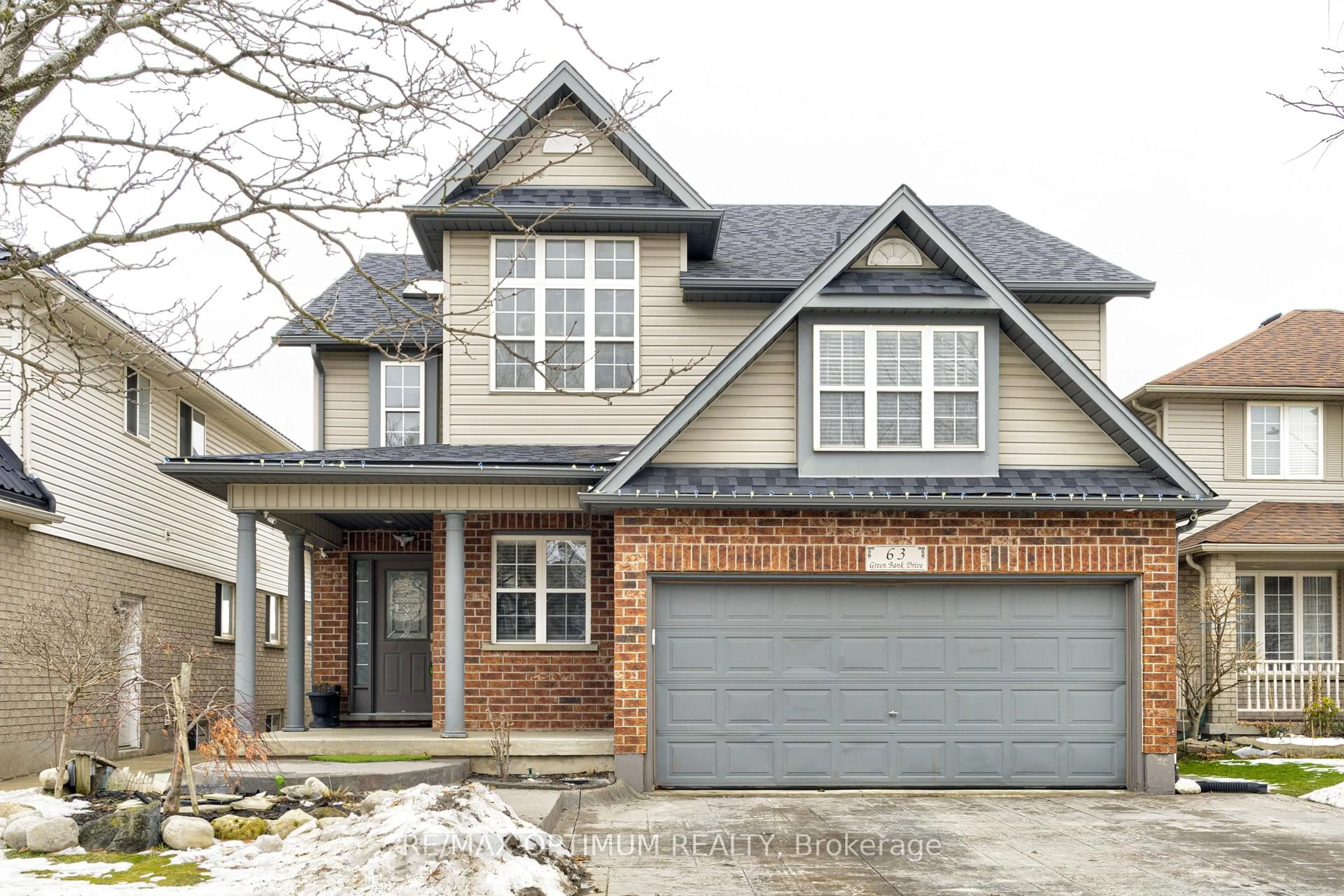 Home with brick exterior material, street for 63 Green Bank Dr, Cambridge Ontario N1T 2B4