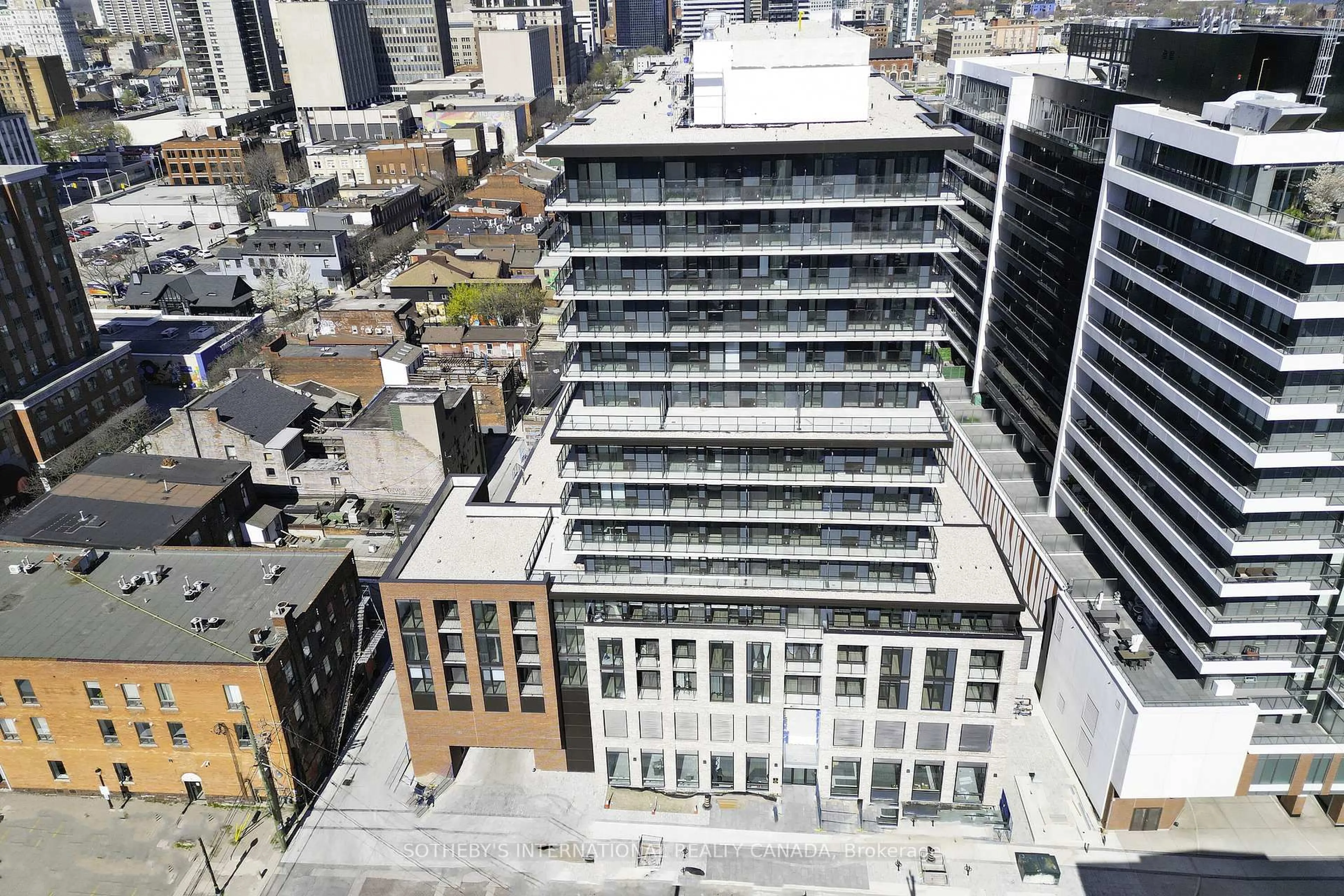 A pic from outside/outdoor area/front of a property/back of a property/a pic from drone, city buildings view from balcony for 1 Jarvis St #805, Hamilton Ontario L8R 3J2
