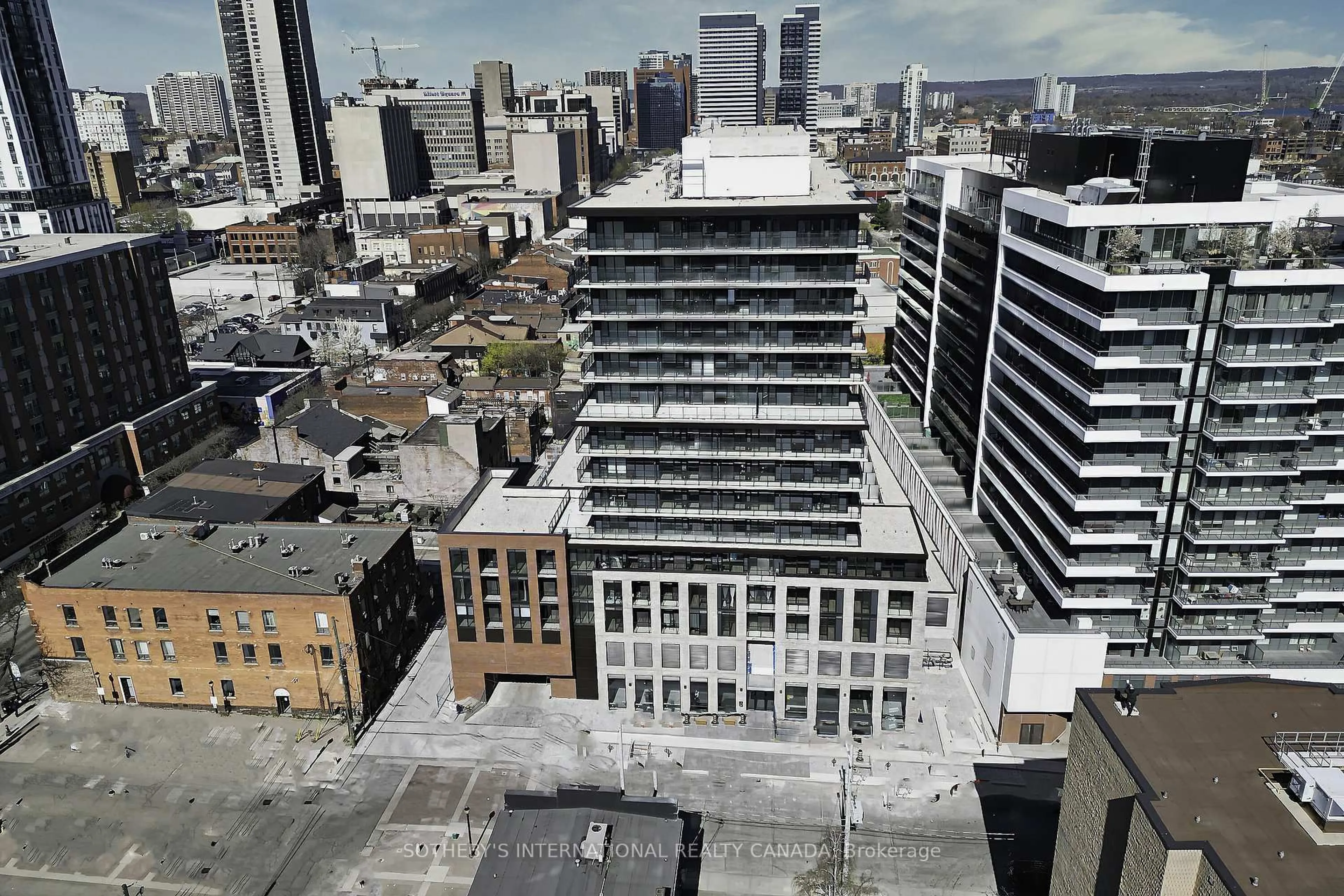 A pic from outside/outdoor area/front of a property/back of a property/a pic from drone, city buildings view from balcony for 1 Jarvis St #805, Hamilton Ontario L8R 3J2