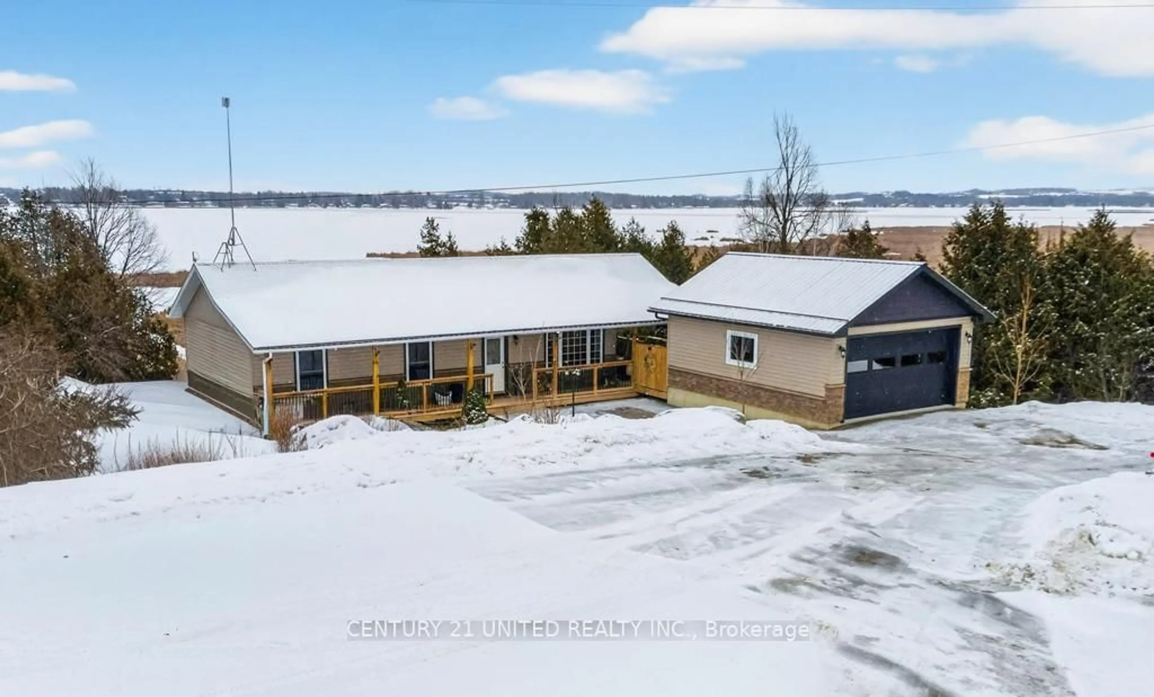 A pic from outside/outdoor area/front of a property/back of a property/a pic from drone, water/lake/river/ocean view for 37 Southside Rd, Kawartha Lakes Ontario K9V 0K3