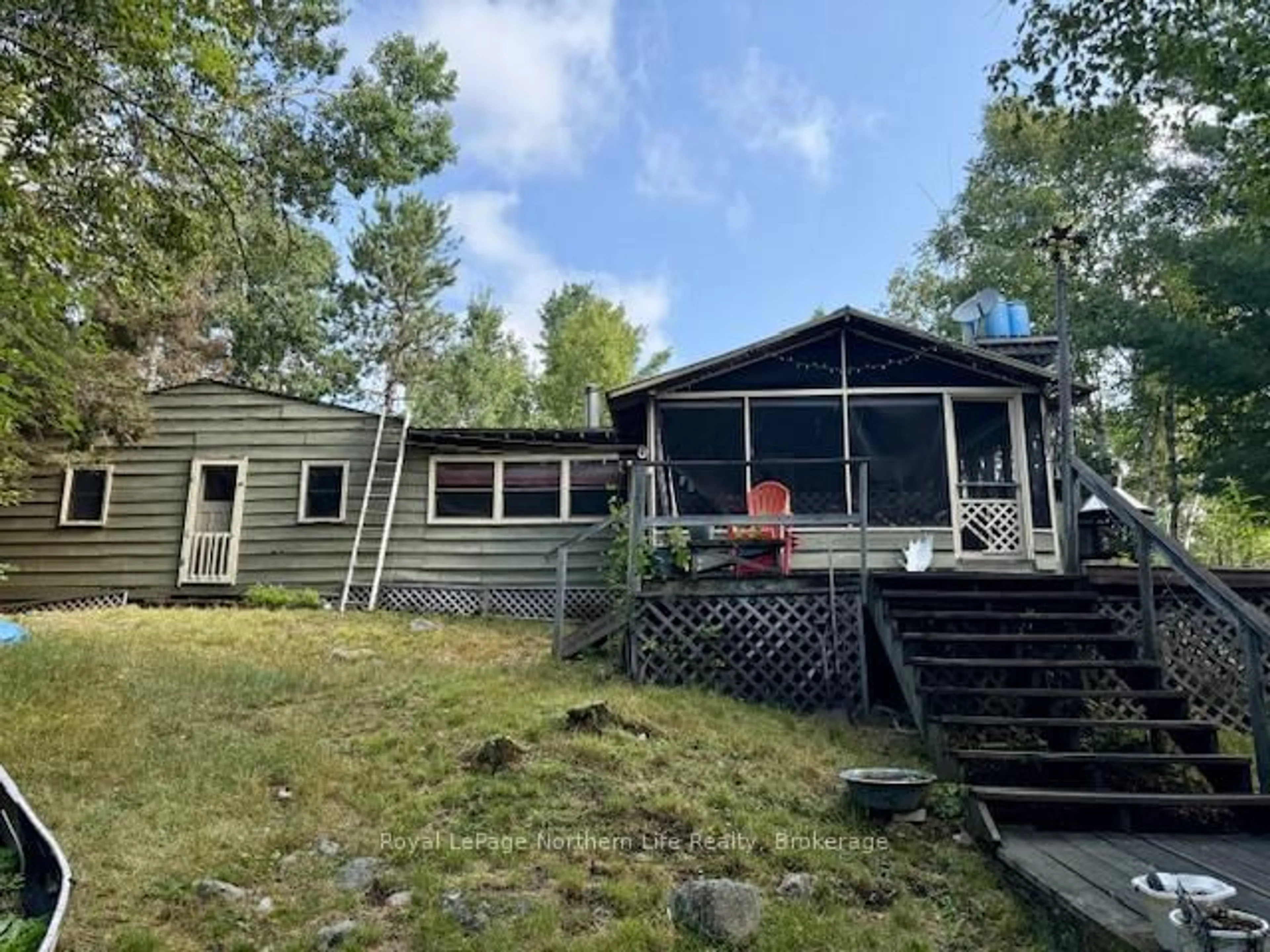 A pic from outside/outdoor area/front of a property/back of a property/a pic from drone, unknown for 76 Cassels Lake Island A, Temagami Ontario P0H 2H0