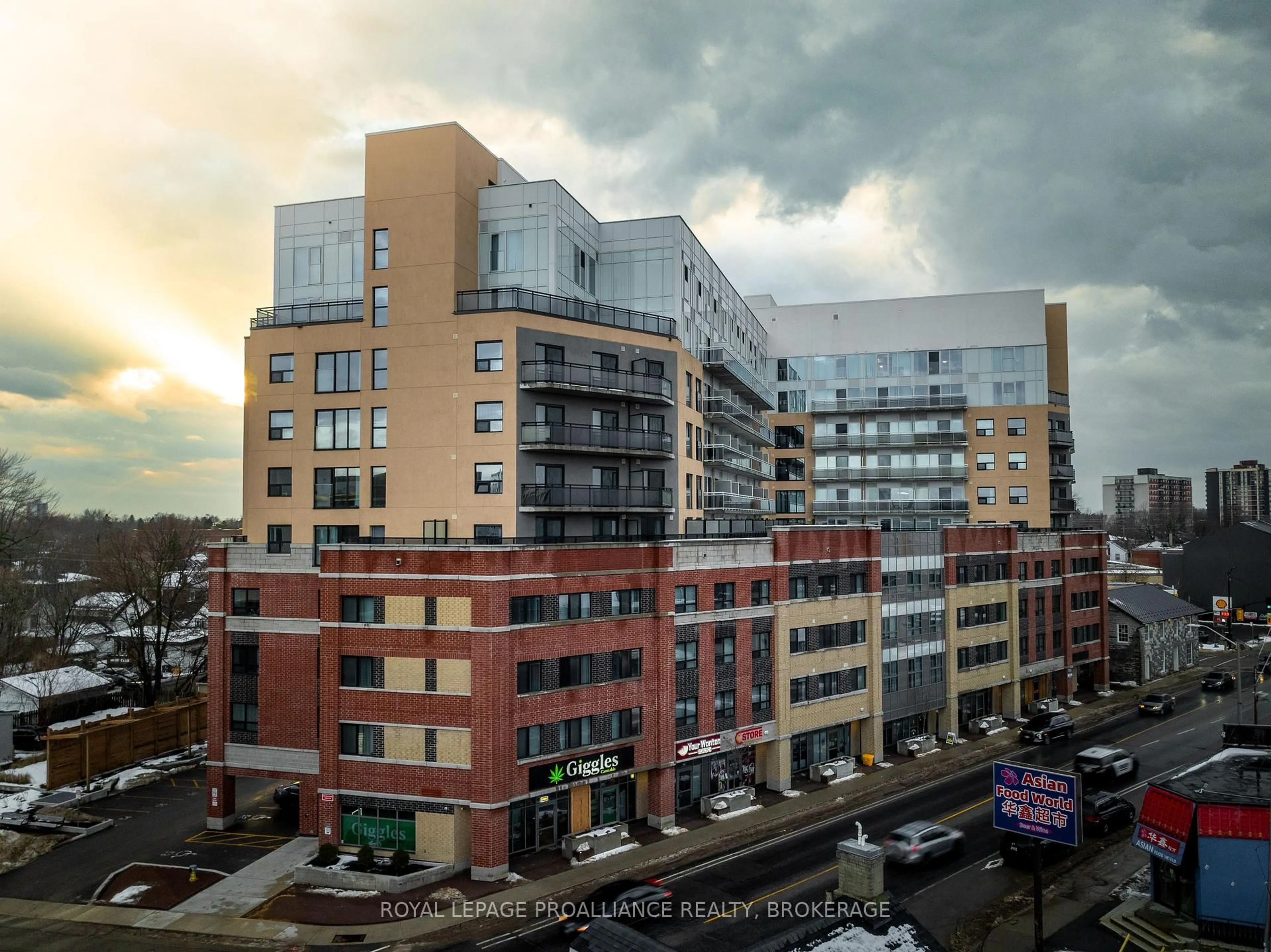 A pic from outside/outdoor area/front of a property/back of a property/a pic from drone, city buildings view from balcony for 652 Princess St #224, Kingston Ontario K7L 1E5