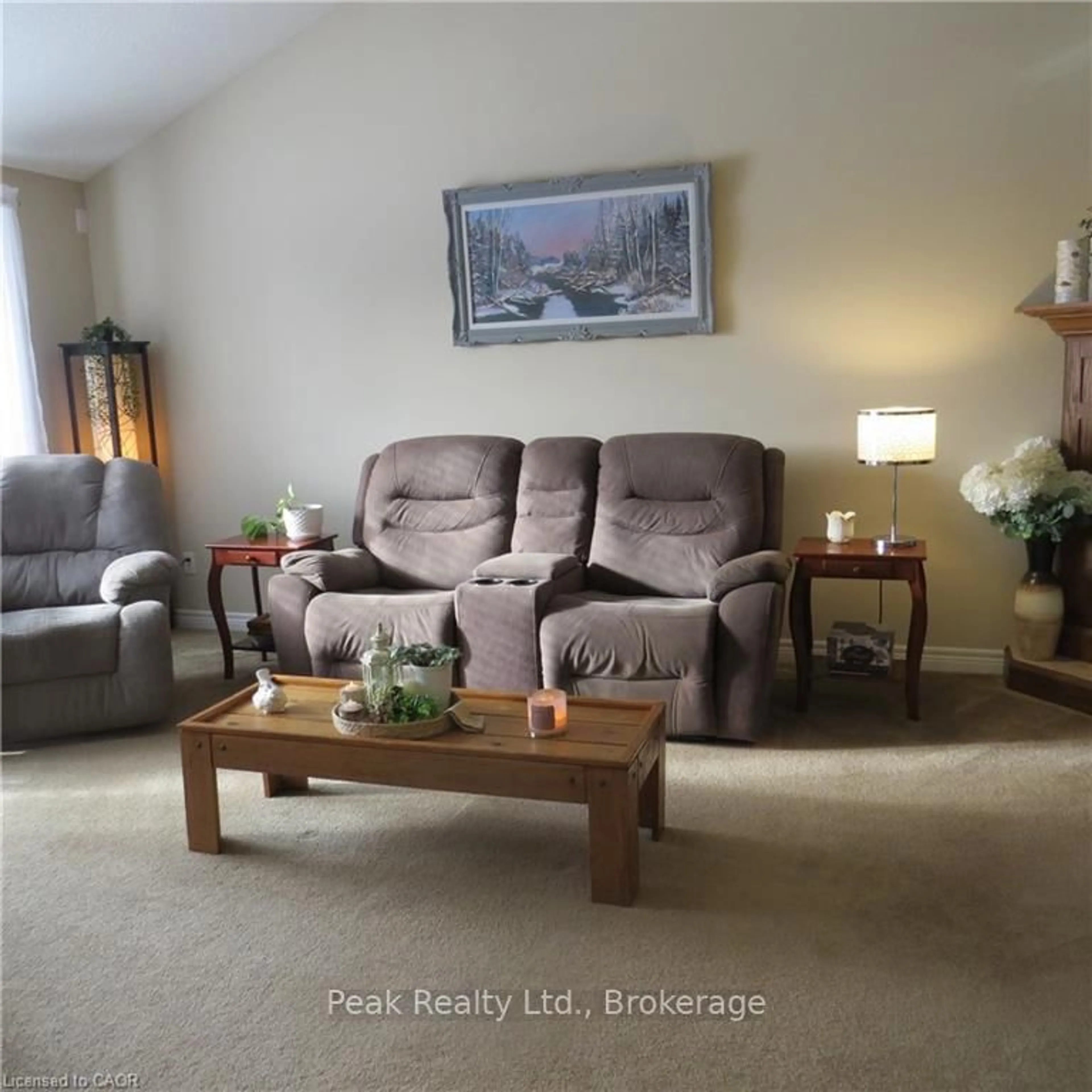 Living room with furniture, wood/laminate floor for 209 Kingfisher Ave, Woodstock Ontario N4T 0B3