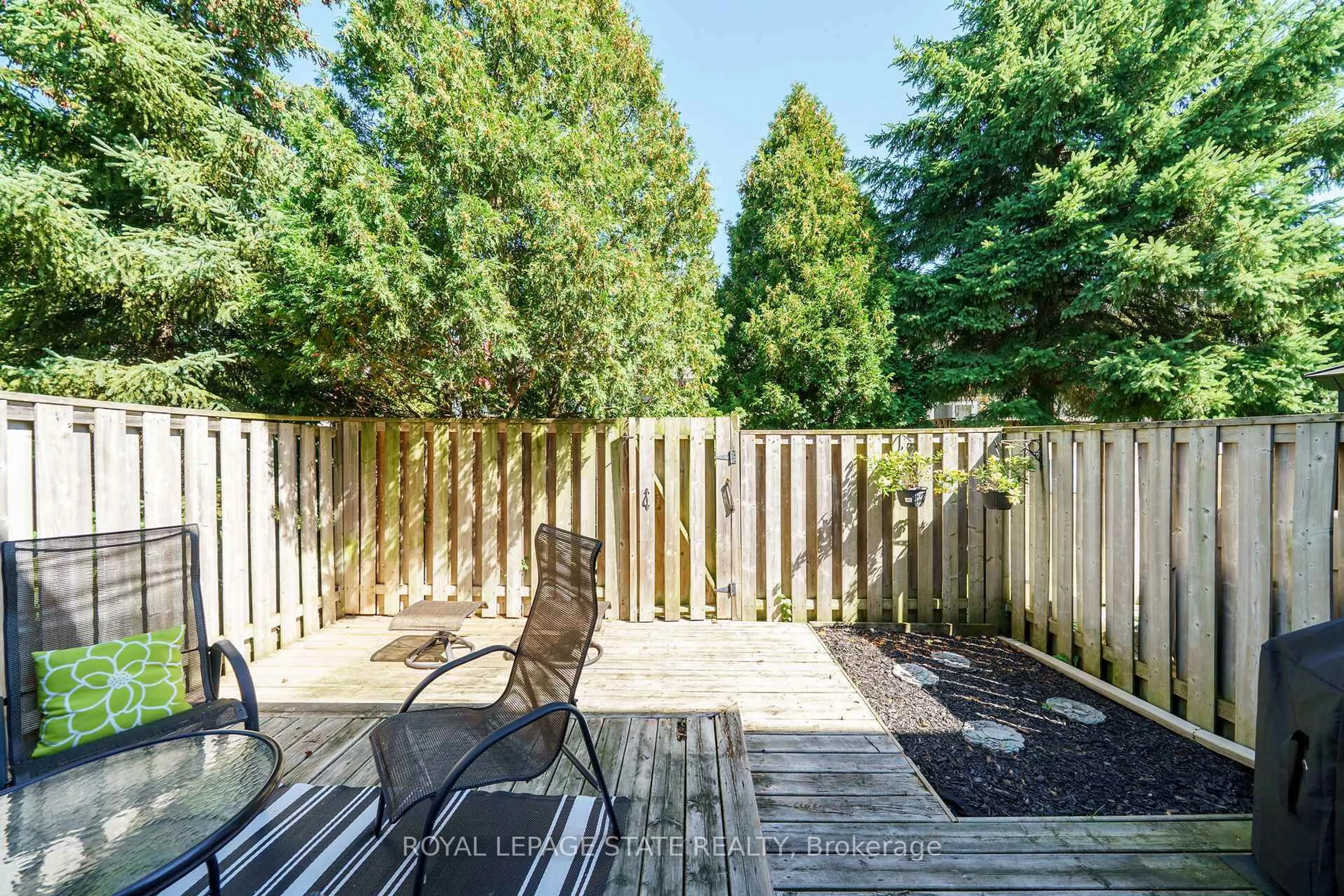 Patio, forest/trees view for 81 Valridge Dr #36, Hamilton Ontario L9G 5B6