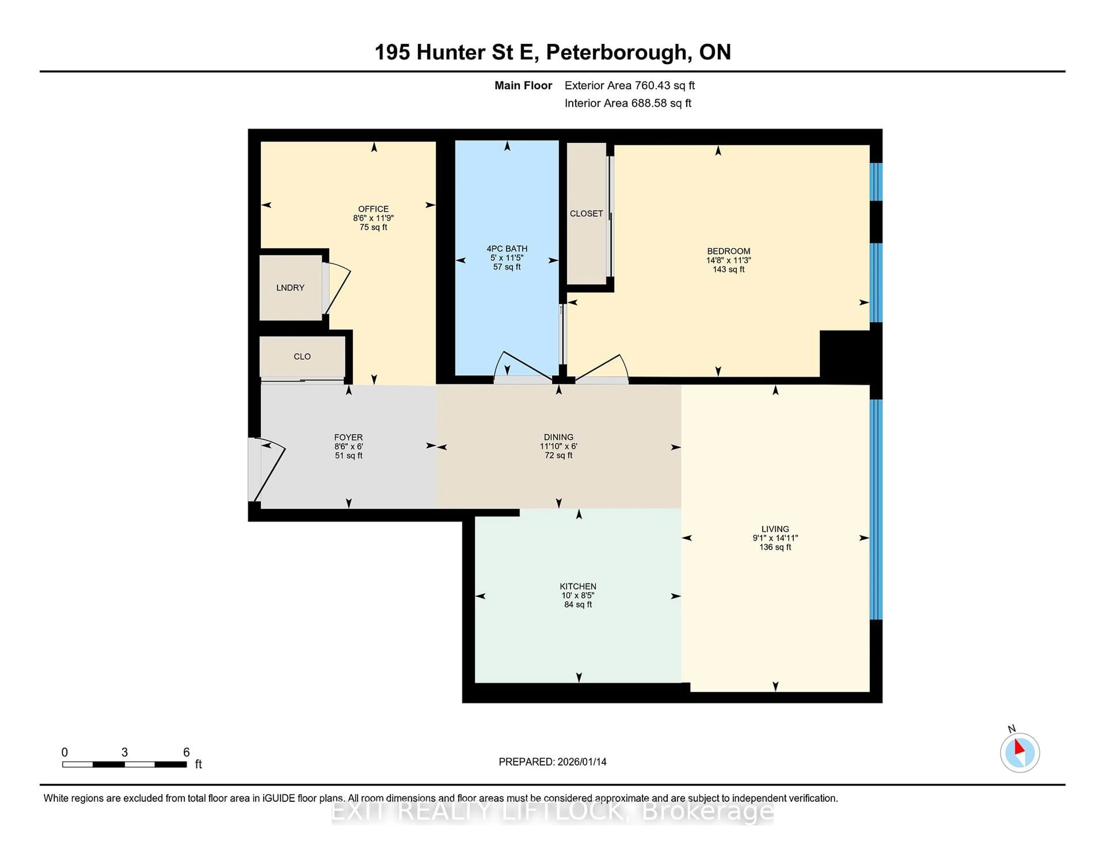 Floor plan for 195 Hunter #805, Peterborough Ontario K9H 0K6