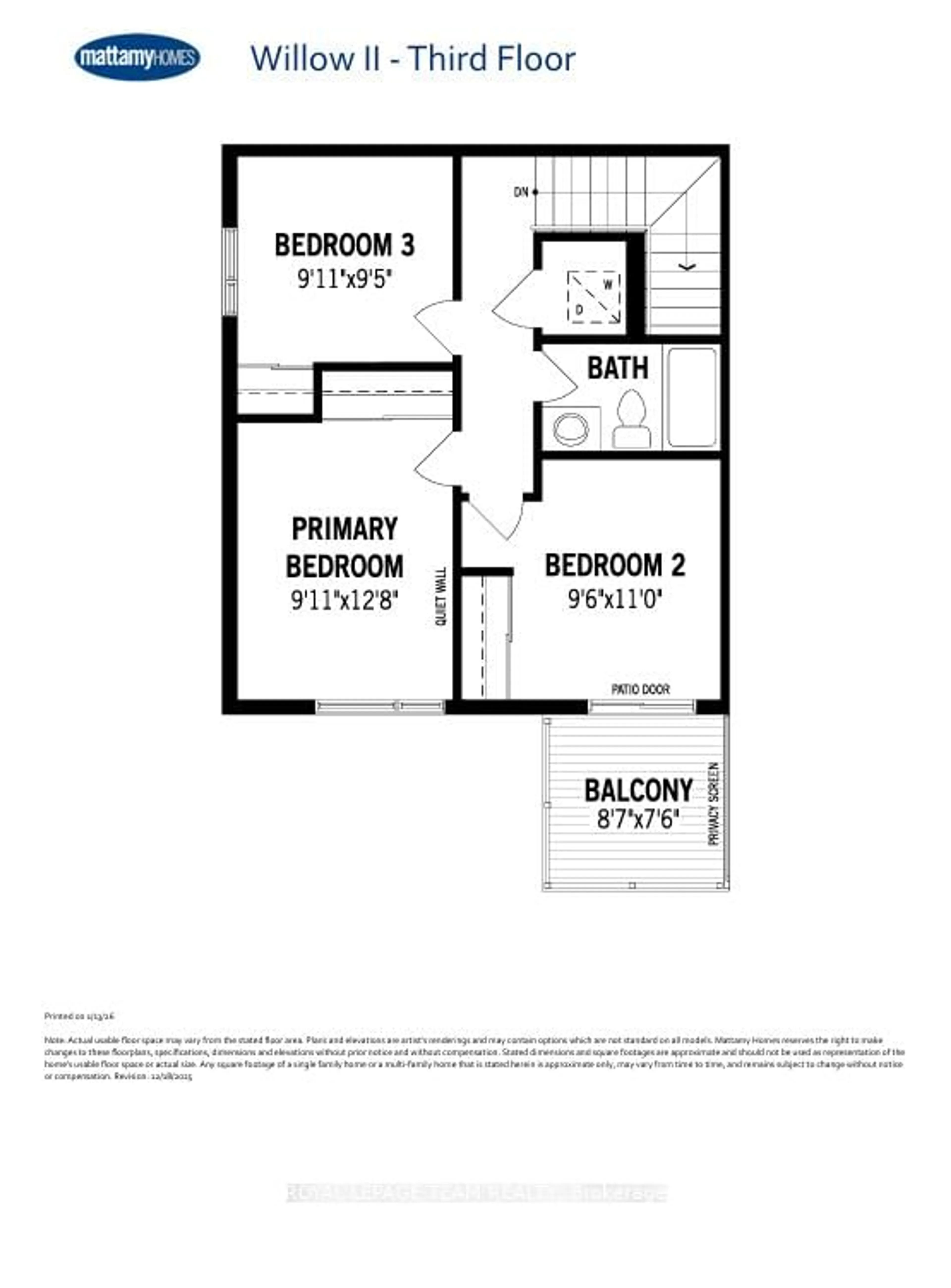 Floor plan for Lot 1501 (Half Moon Bay), Ottawa Ontario K2J 7K6