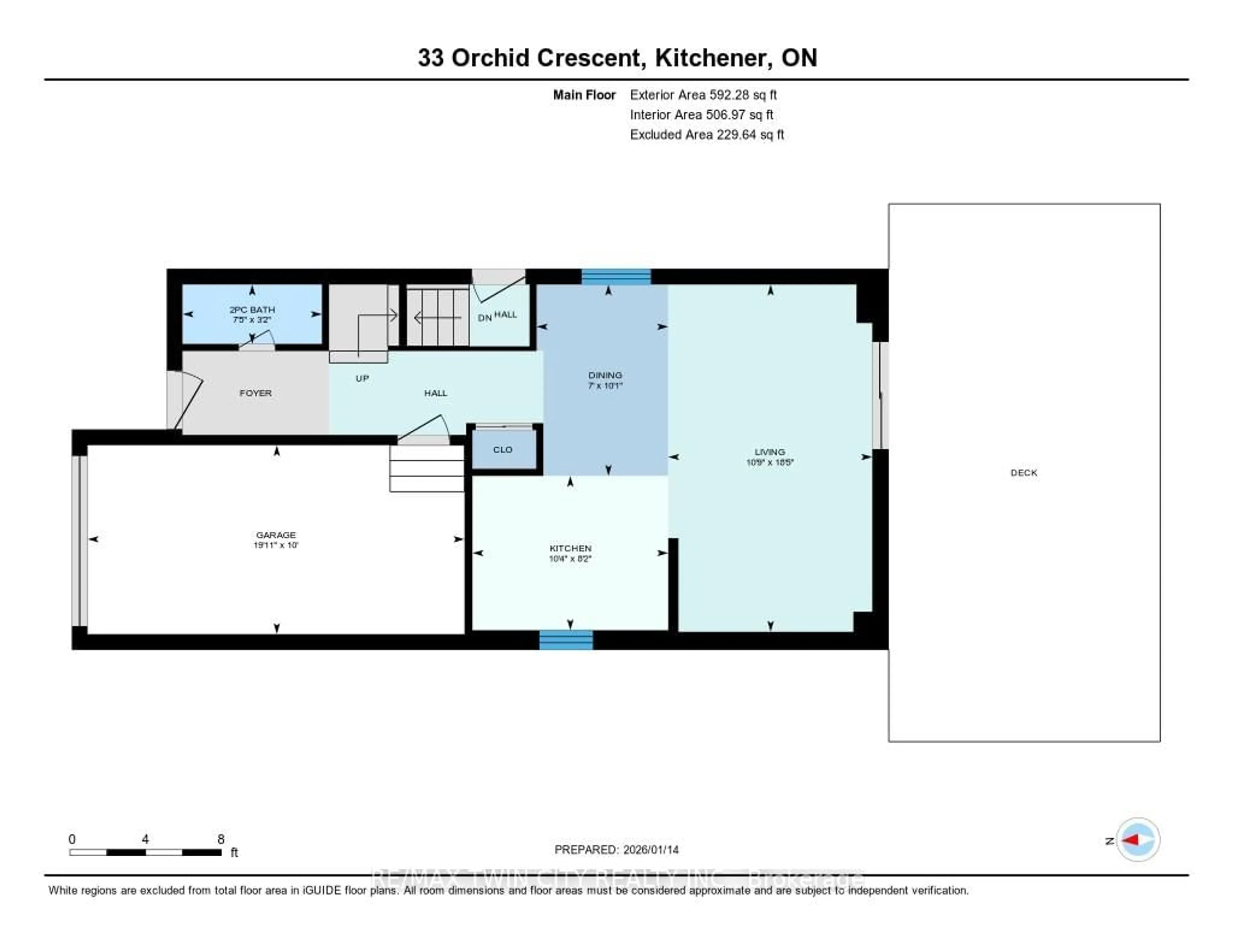 Floor plan for 33 Orchid Cres, Waterloo Ontario N2E 3N3