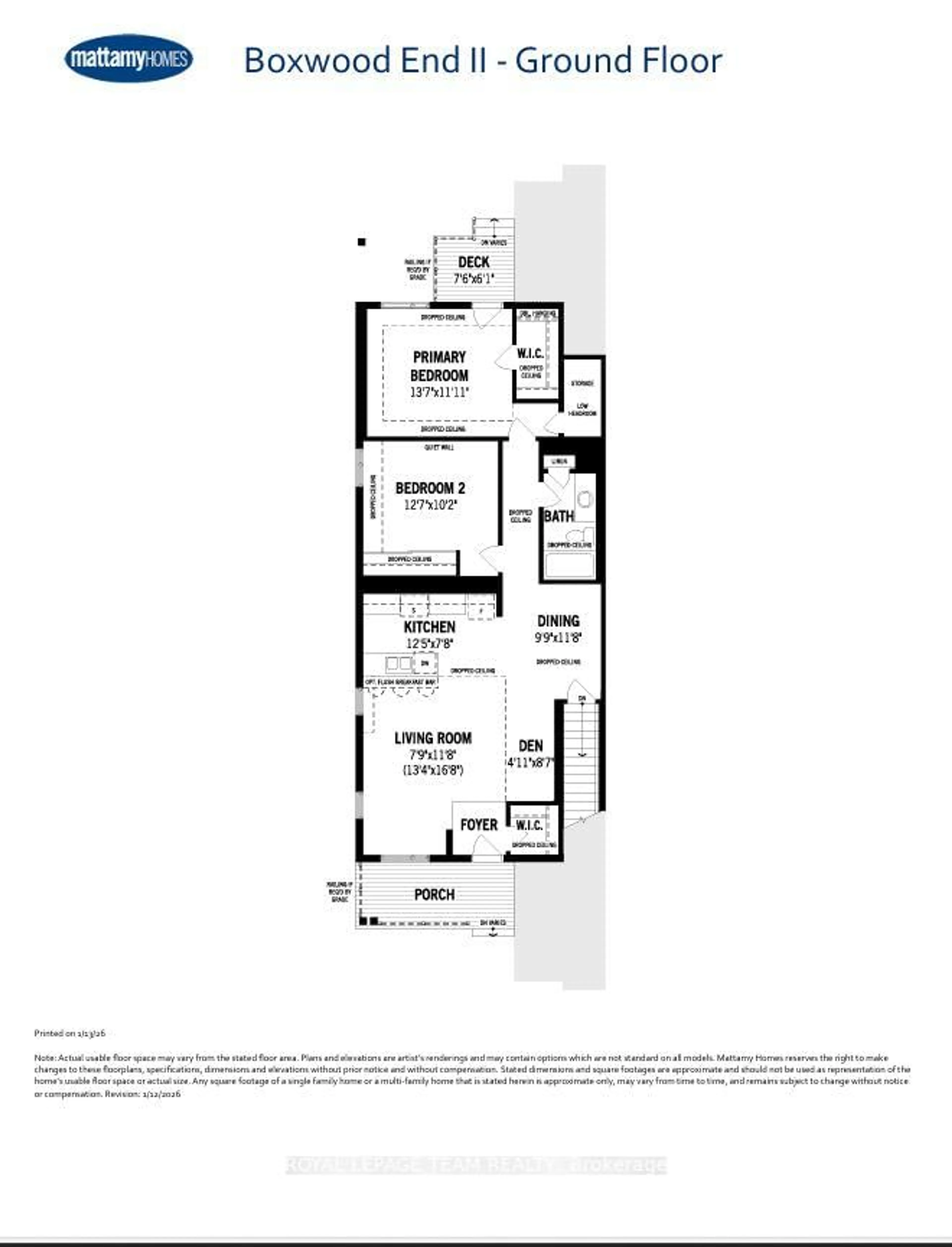 Floor plan for Lot 1515 (Half Moon Bay), Ottawa Ontario K2J 7K6