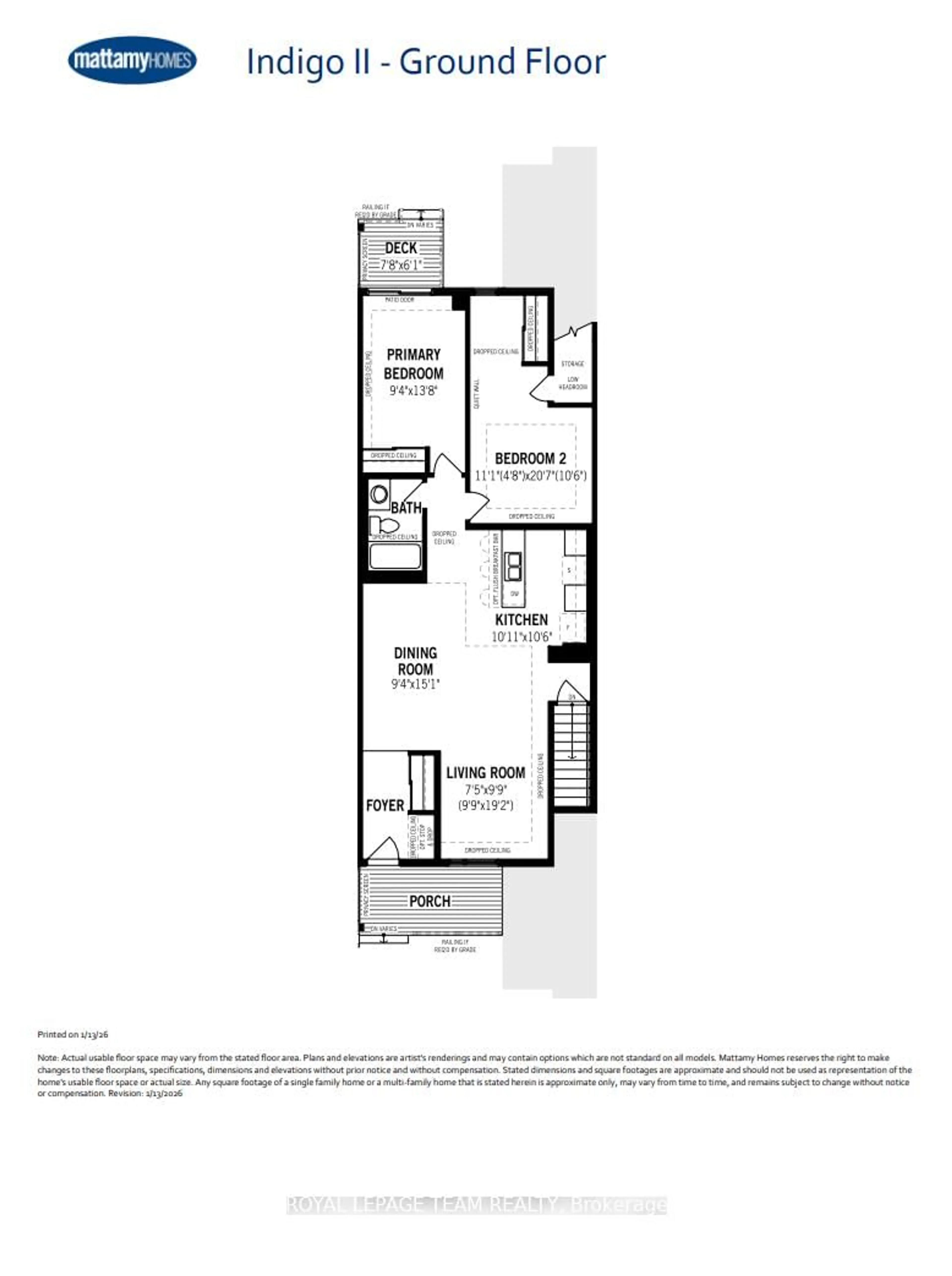 Floor plan for Lot 1516 (Half Moon Bay), Ottawa Ontario K2J 7K6