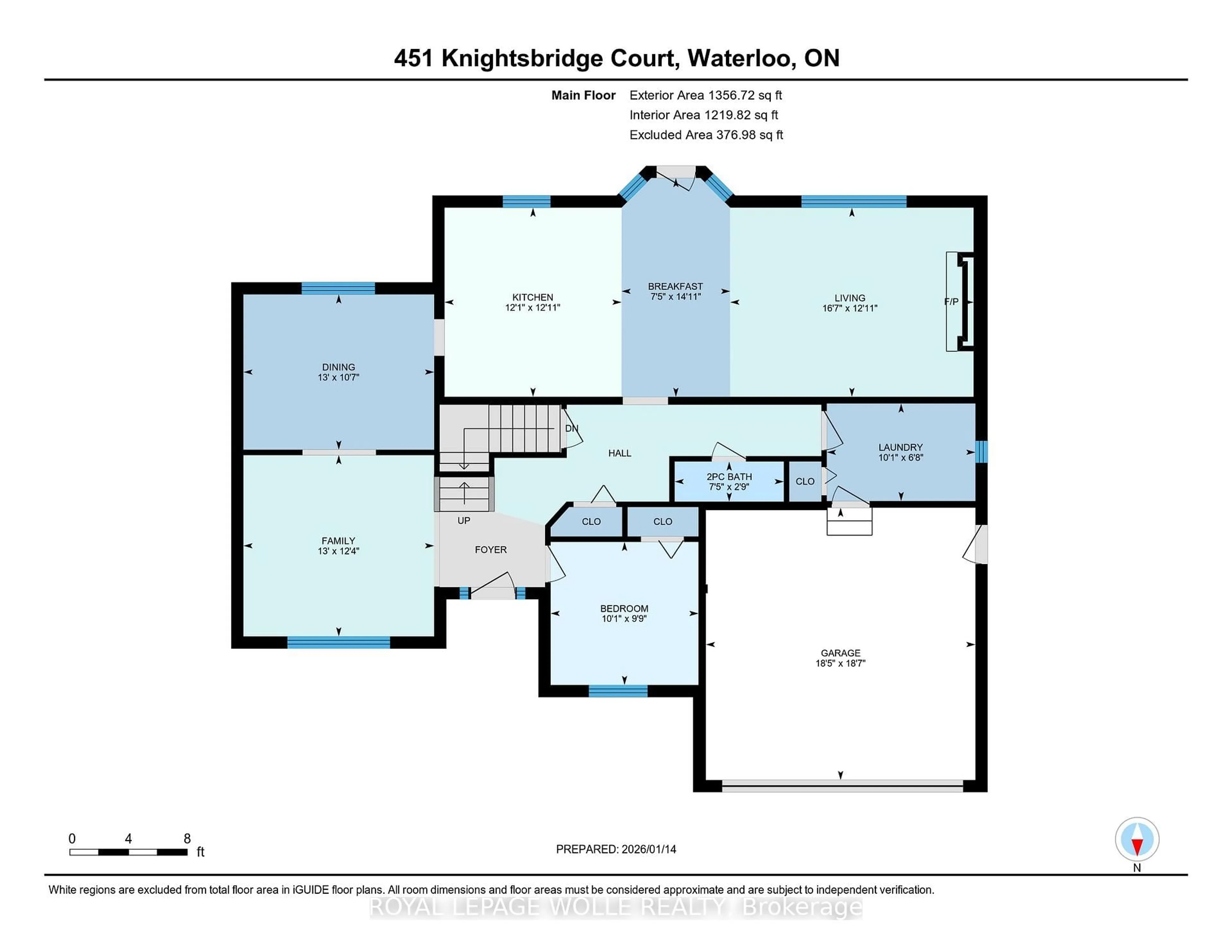 Floor plan for 451 Knightsbridge Crt, Waterloo Ontario N2T 2G5