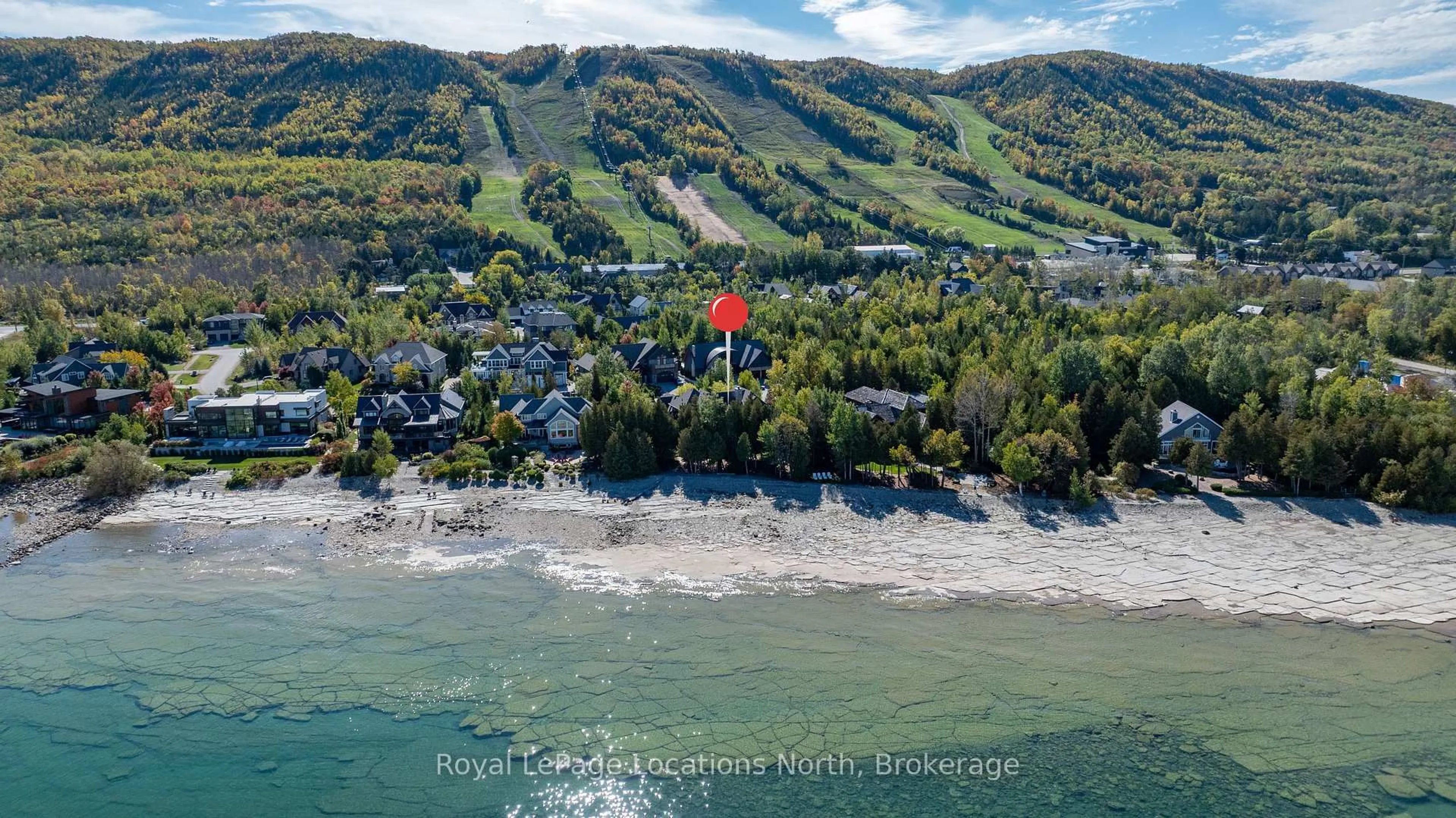 A pic from outside/outdoor area/front of a property/back of a property/a pic from drone, water/lake/river/ocean view for 115 Ellis Dr, Blue Mountains Ontario N0H 1J0