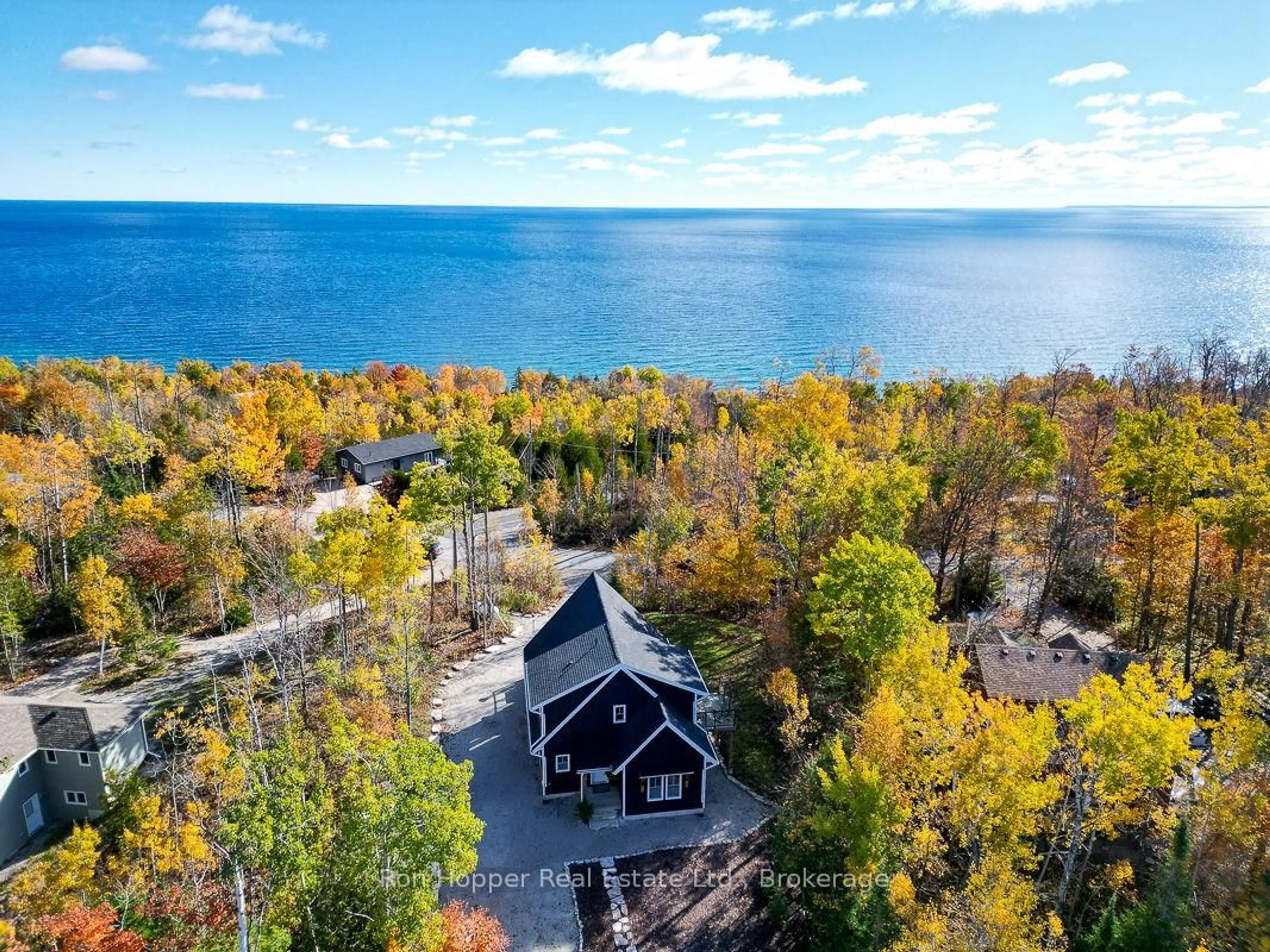 A pic from outside/outdoor area/front of a property/back of a property/a pic from drone, water/lake/river/ocean view for 41 Harkins Rd, Northern Bruce Peninsula Ontario N0H 1Z0