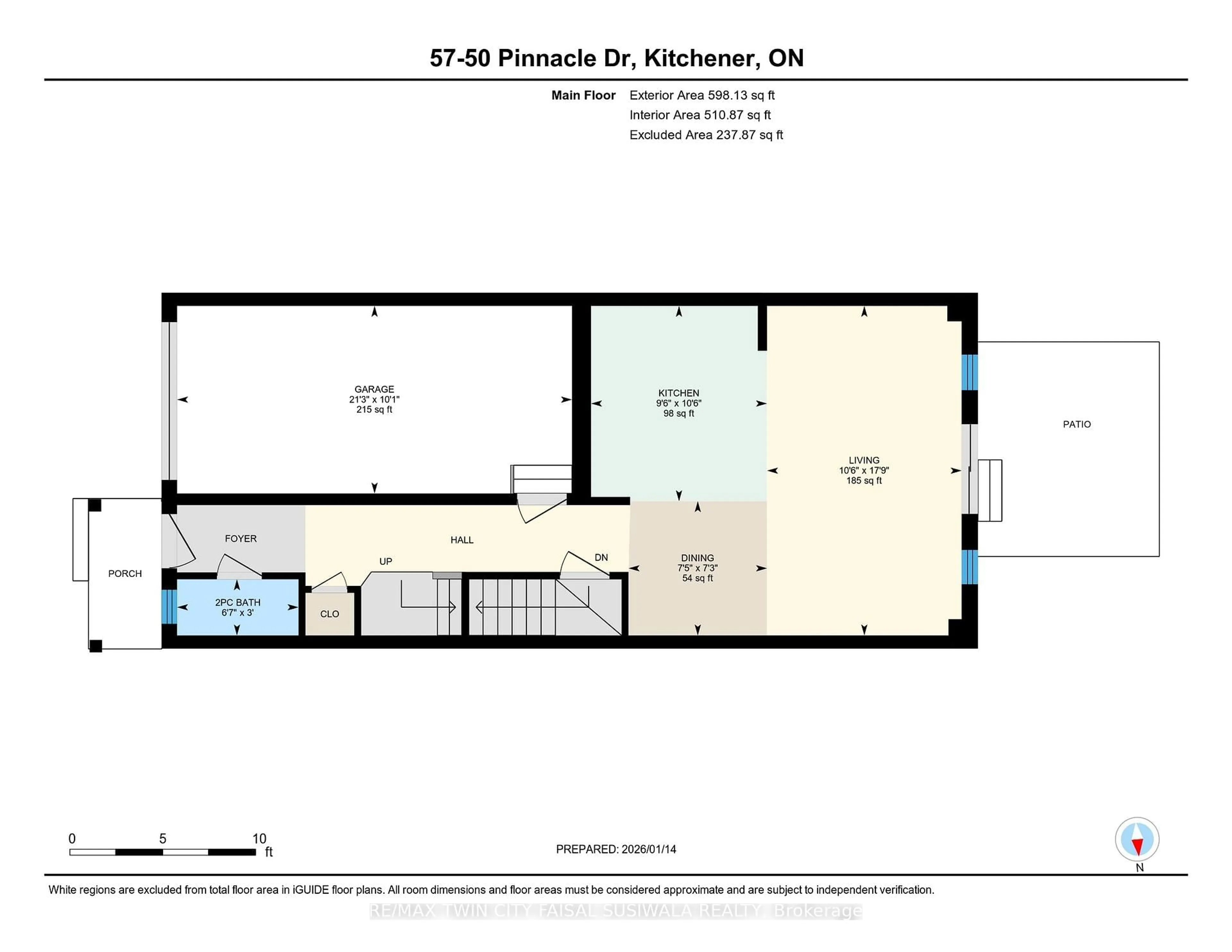 Floor plan for 50 Pinnacle Dr #57, Kitchener Ontario N2P 0H8