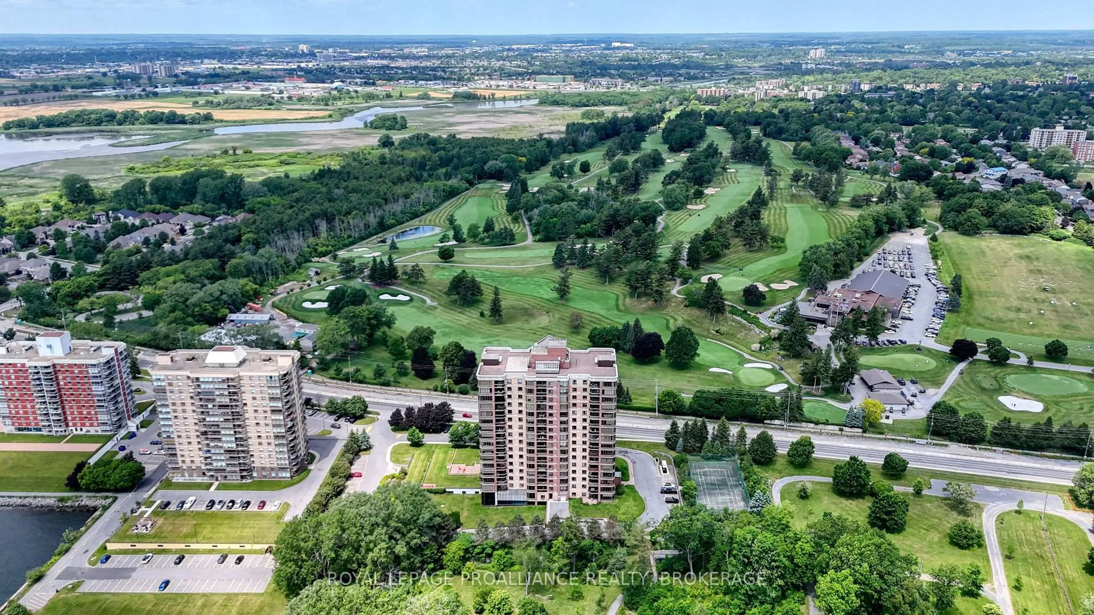 A pic from outside/outdoor area/front of a property/back of a property/a pic from drone, city buildings view from balcony for 1000 King St #305, Kingston Ontario K7M 8H3