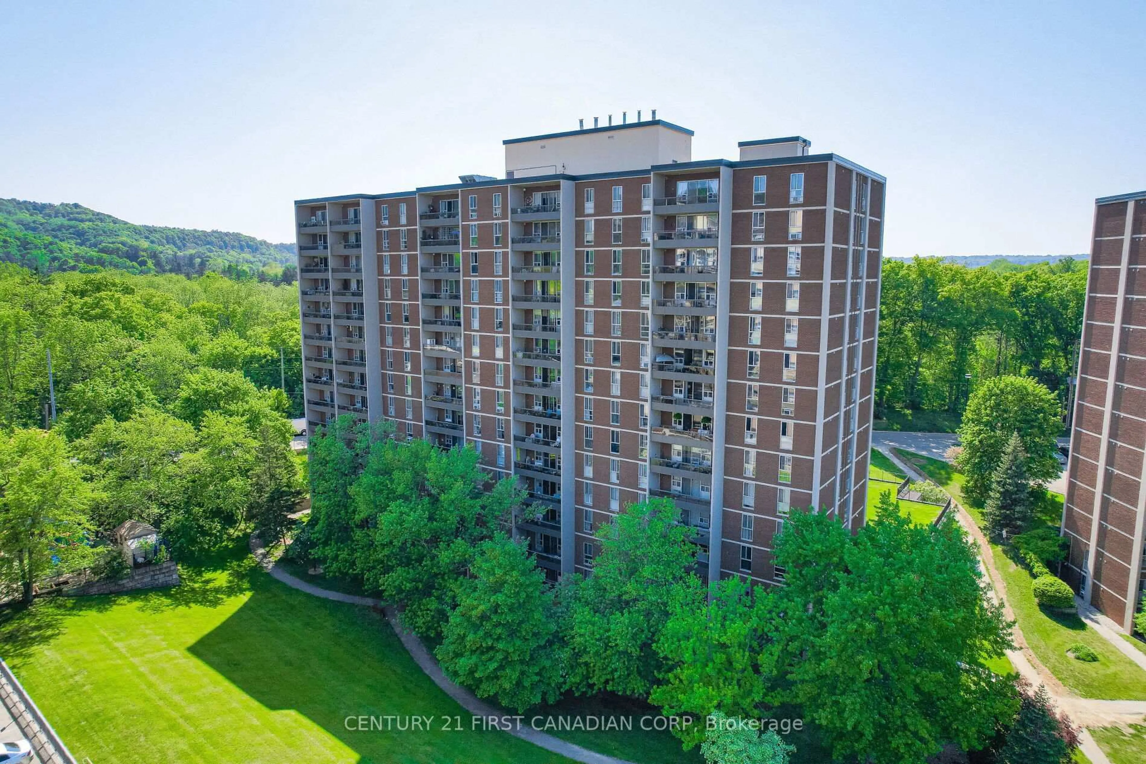 A pic from outside/outdoor area/front of a property/back of a property/a pic from drone, city buildings view from balcony for 1964 Main St #605, Hamilton Ontario L8S 1J5