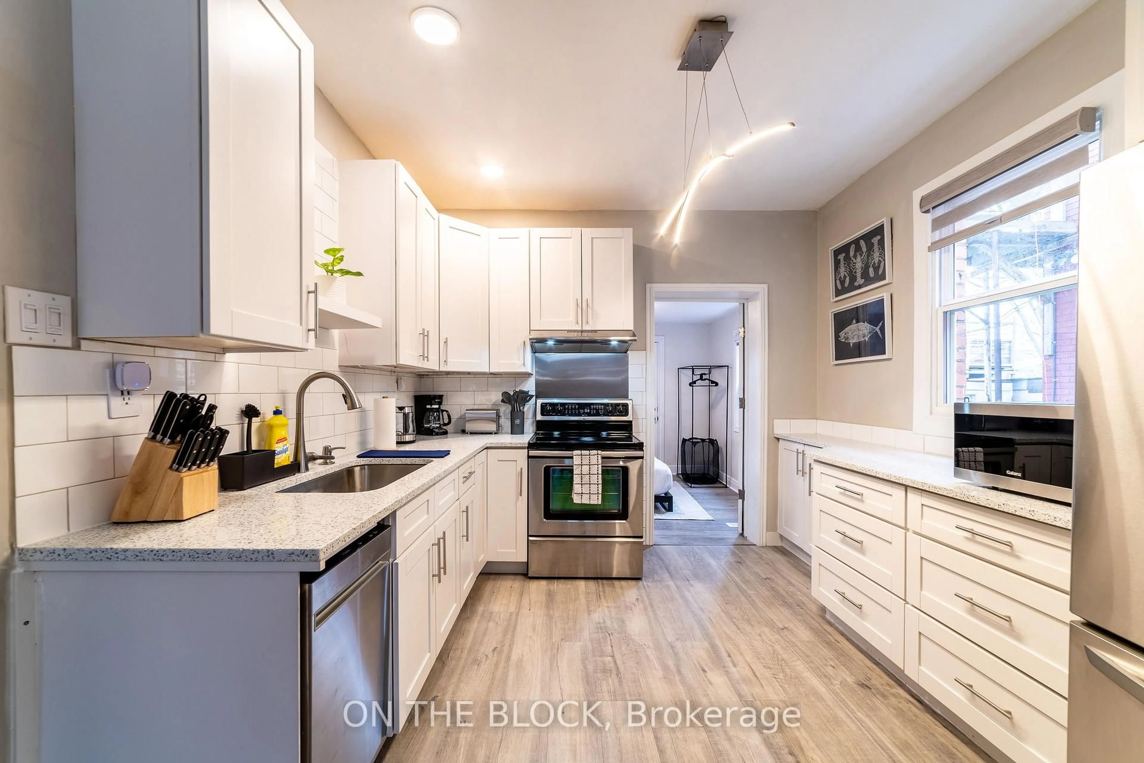 Open concept kitchen, ceramic/tile floor for 19 Century St, Hamilton Ontario L8L 1V7