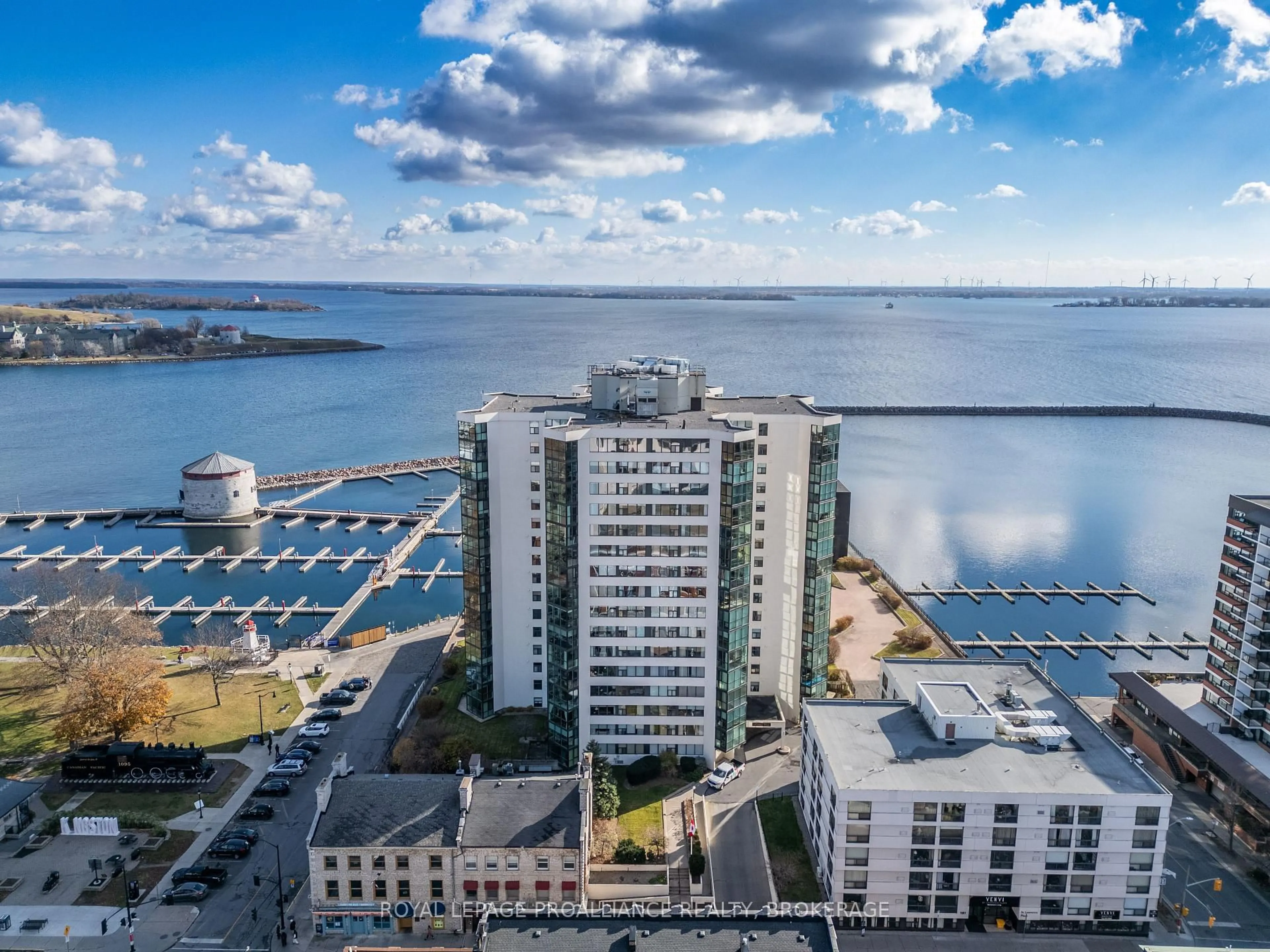 A pic from outside/outdoor area/front of a property/back of a property/a pic from drone, water/lake/river/ocean view for 185 Ontario St #1602, Kingston Ontario K7L 2Y7
