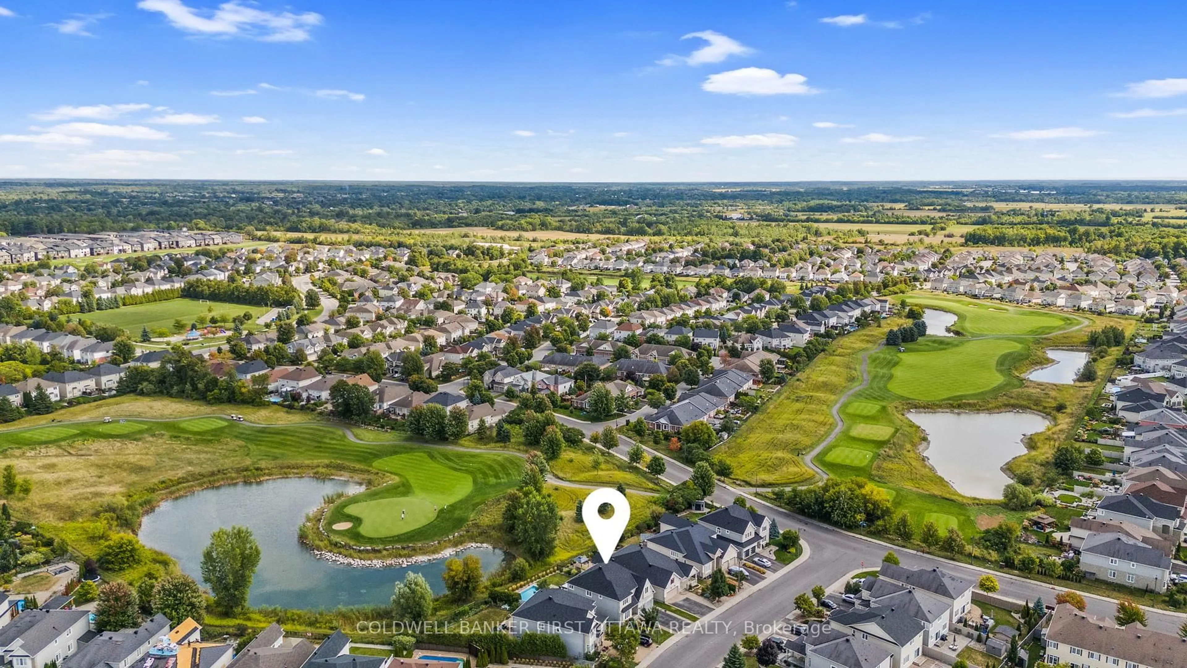 A pic from outside/outdoor area/front of a property/back of a property/a pic from drone, water/lake/river/ocean view for 441 Blackleaf Dr, Ottawa Ontario K2J 5S7