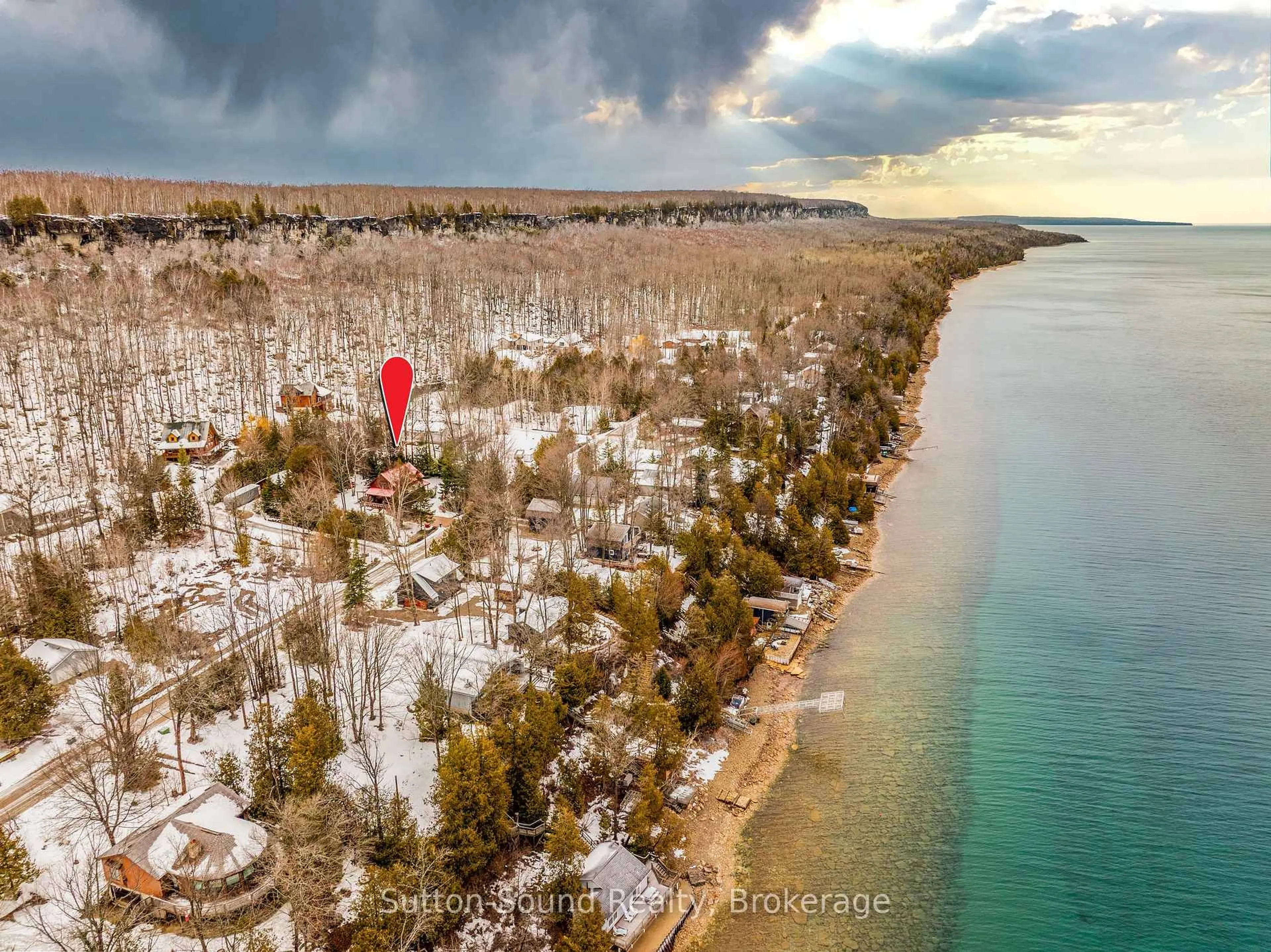 A pic from outside/outdoor area/front of a property/back of a property/a pic from drone, water/lake/river/ocean view for 625 Mallory Beach Rd, South Bruce Peninsula Ontario N0H 2T0