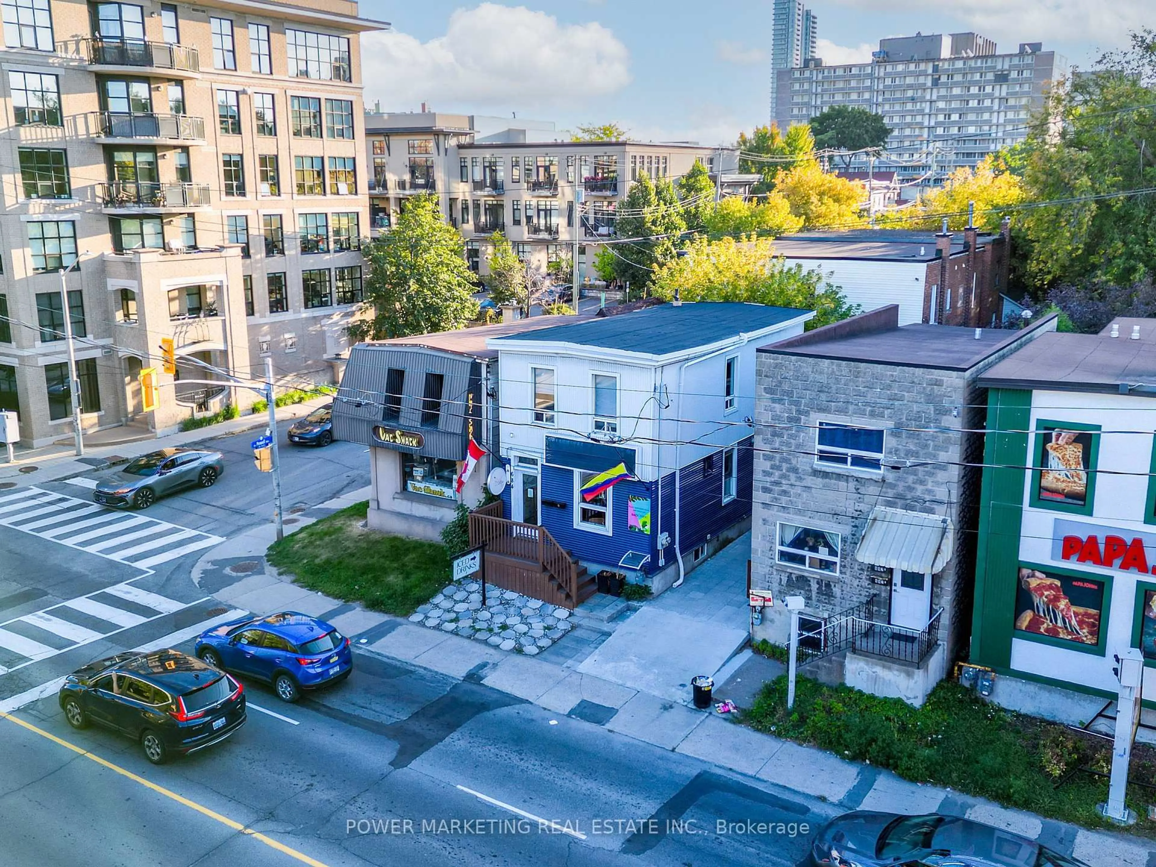 A pic from outside/outdoor area/front of a property/back of a property/a pic from drone, city buildings view from balcony for 684 BRONSON Ave #A&B, Ottawa Ontario K1S 4E9