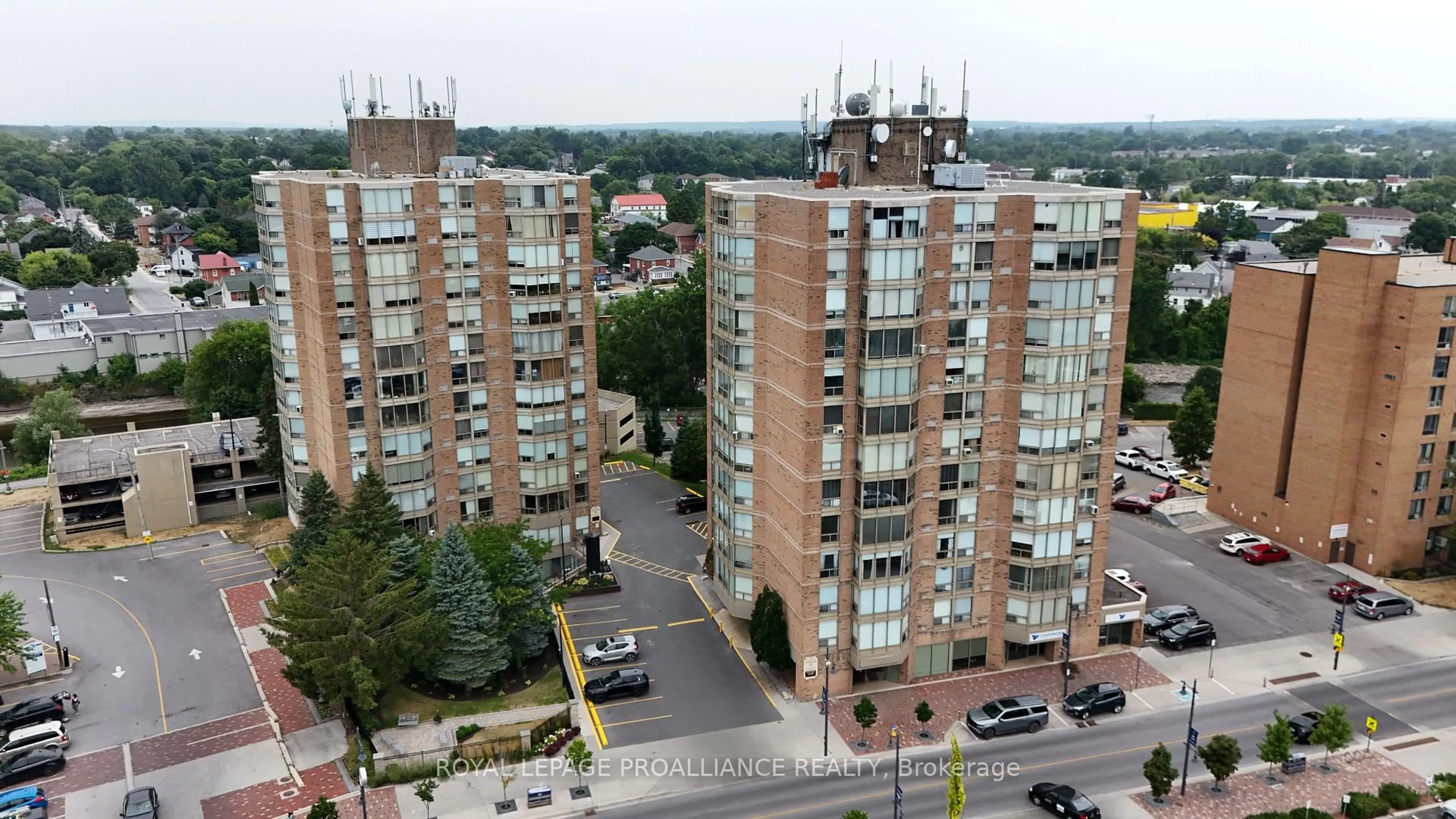 A pic from outside/outdoor area/front of a property/back of a property/a pic from drone, city buildings view from balcony for 344 Front St #604, Belleville Ontario K8N 5M4