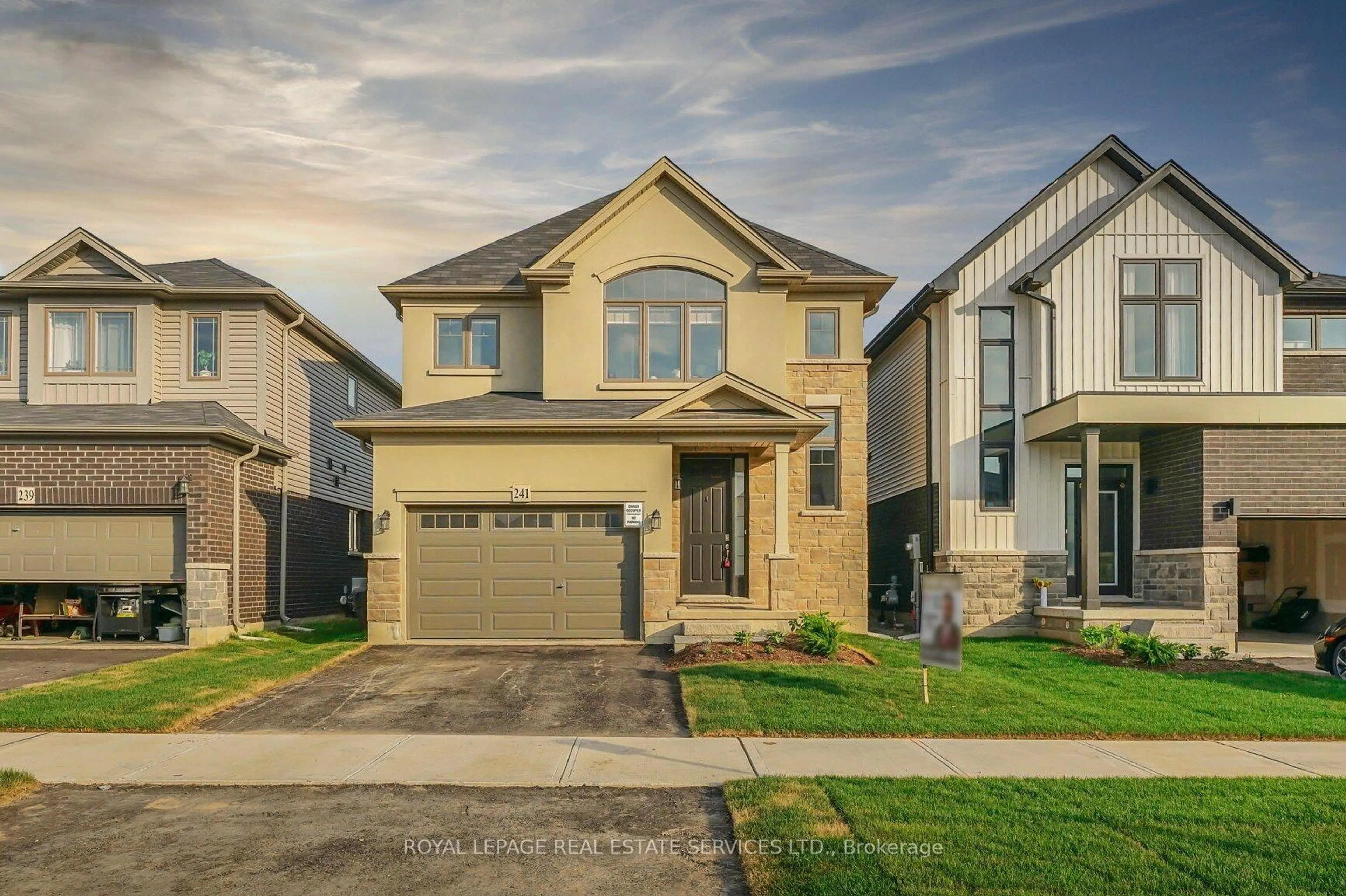 Home with vinyl exterior material, street for 241 Longboat Ru, Brantford Ontario N3T 5L5