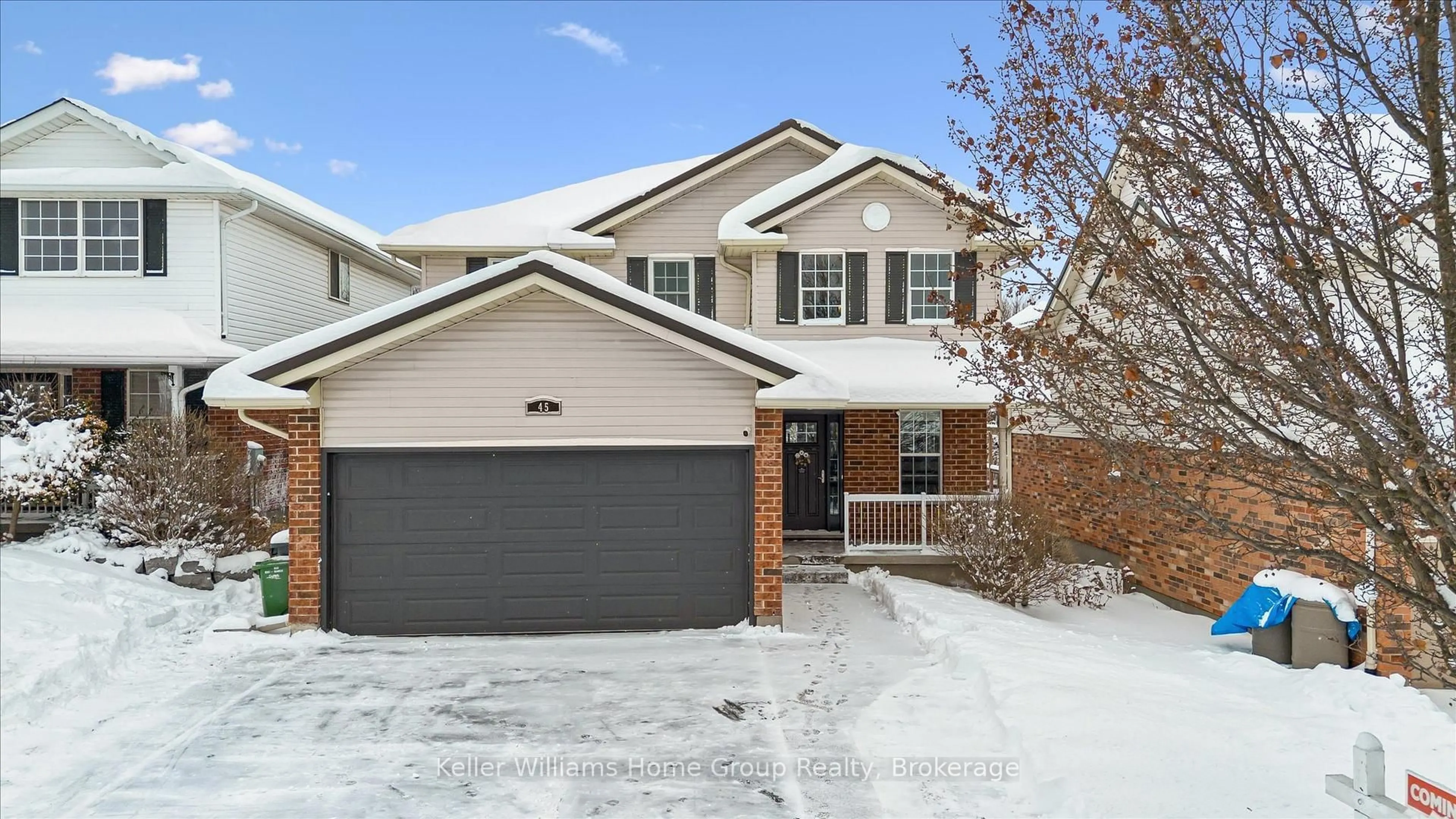 Home with brick exterior material, street for 45 Creekside Dr, Guelph Ontario N1E 0C2