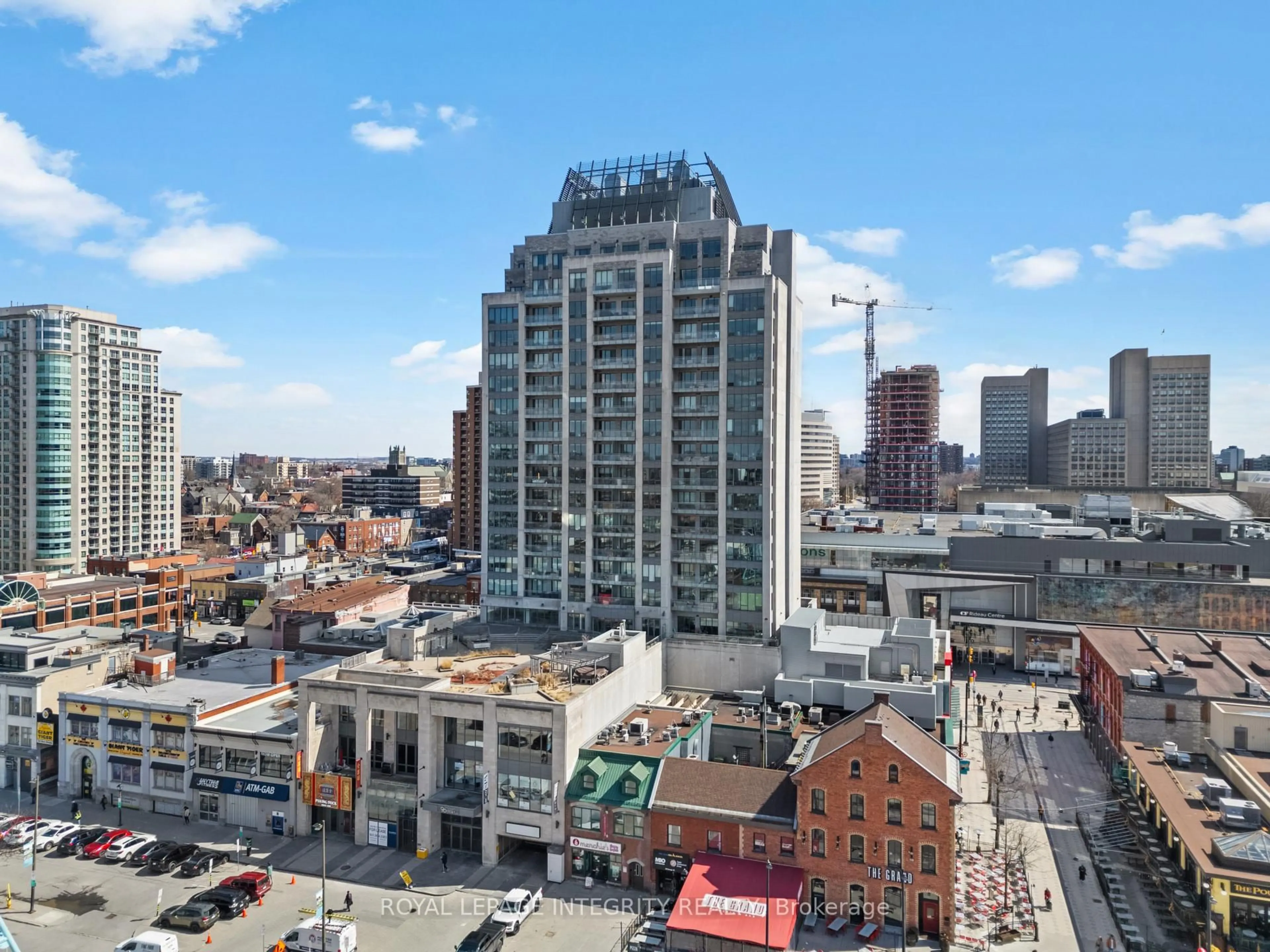 A pic from outside/outdoor area/front of a property/back of a property/a pic from drone, city buildings view from balcony for 90 George St #1207, Ottawa Ontario K1N 0A8