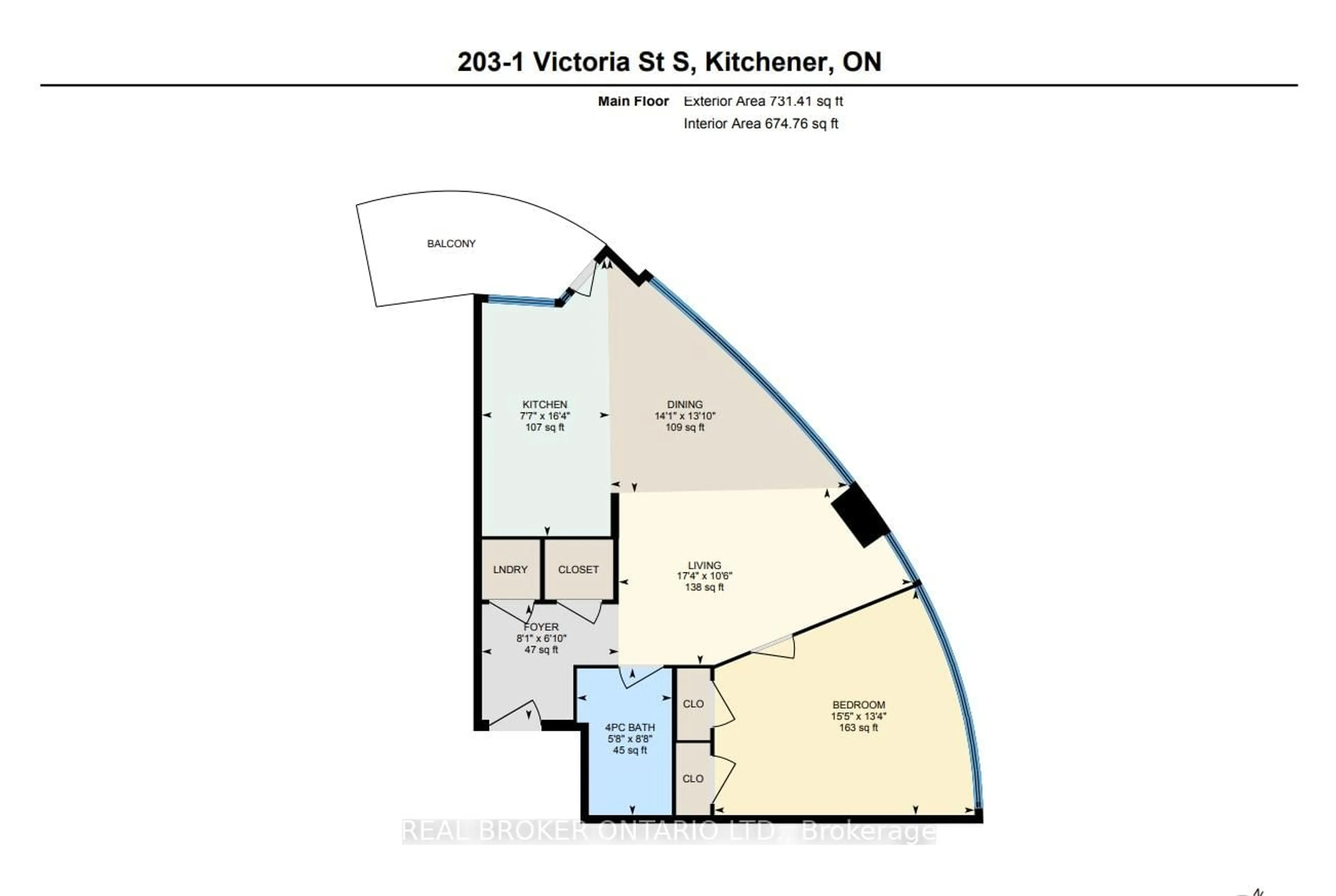 Floor plan for 1 Victoria St #203, Kitchener Ontario N2G 0B5