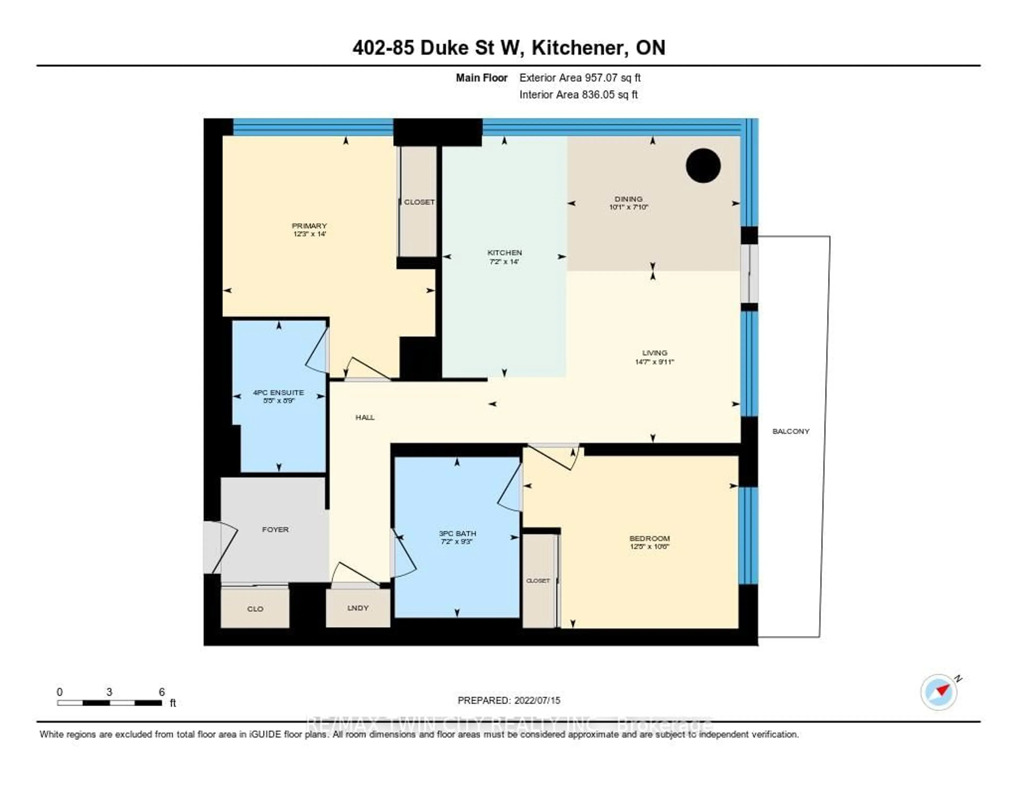 Floor plan for 85 DUKE St #402, Kitchener Ontario N2G 1A6