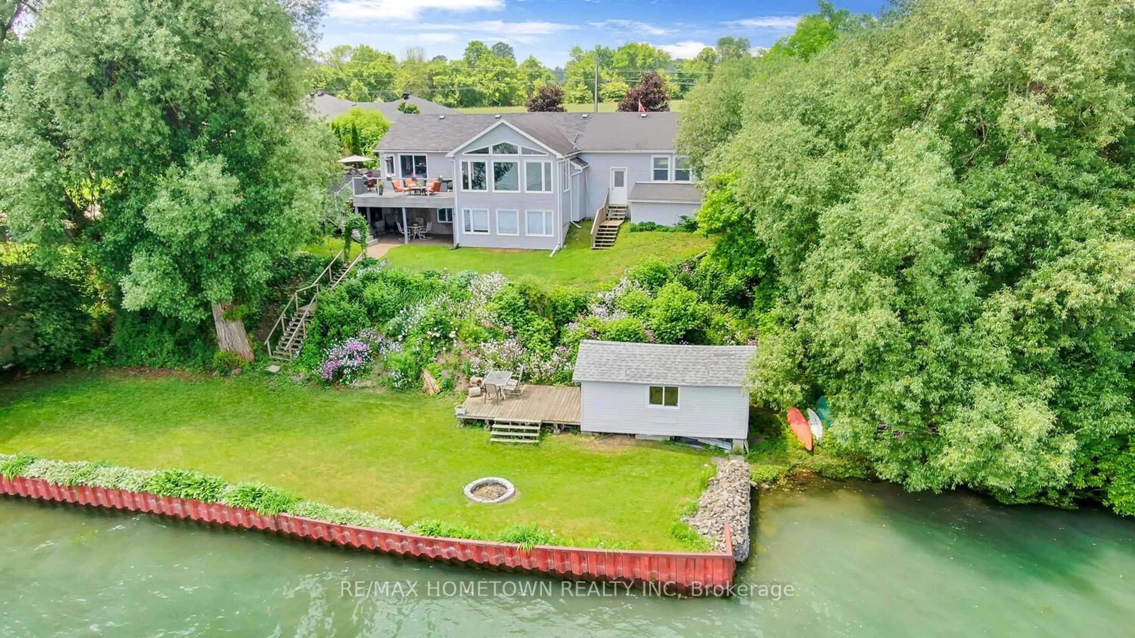 A pic from outside/outdoor area/front of a property/back of a property/a pic from drone, water/lake/river/ocean view for 1435 County Road 2 Rd, Augusta Ontario K0E 1T0