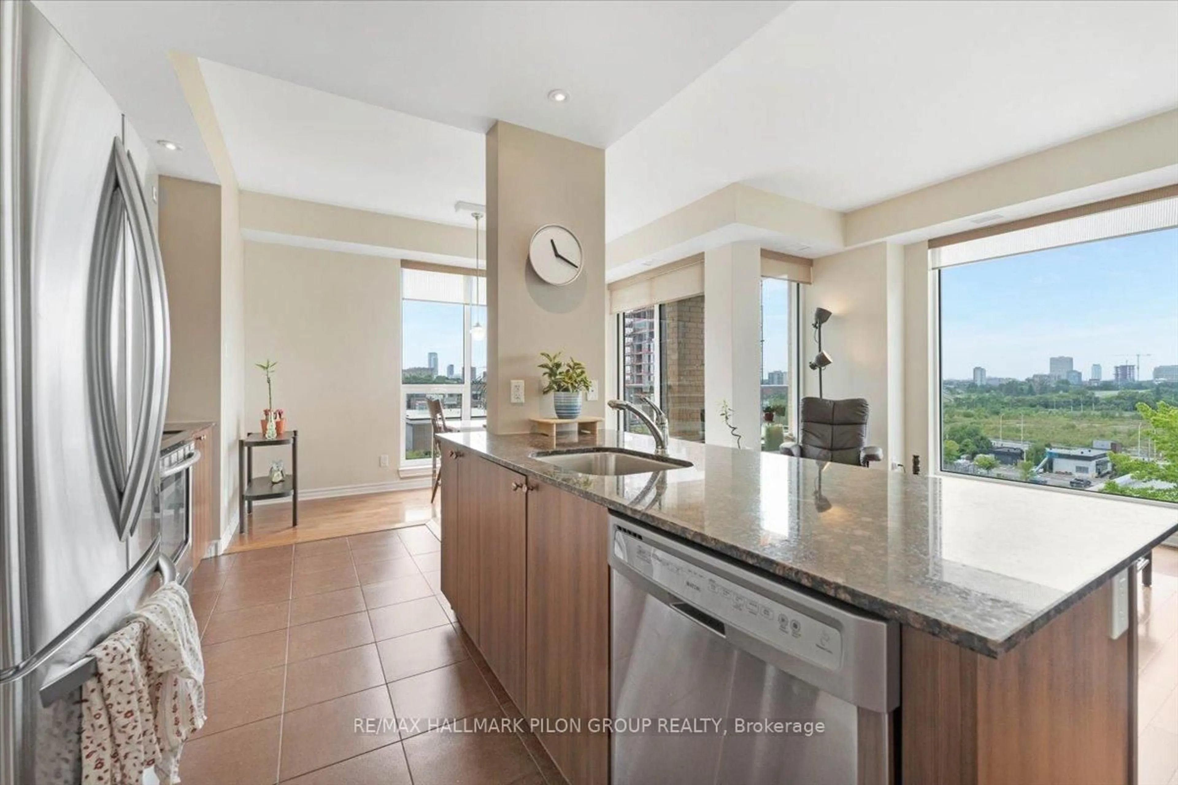 Open concept kitchen, ceramic/tile floor for 250 Lett St #905, Ottawa Ontario K1R 0A8