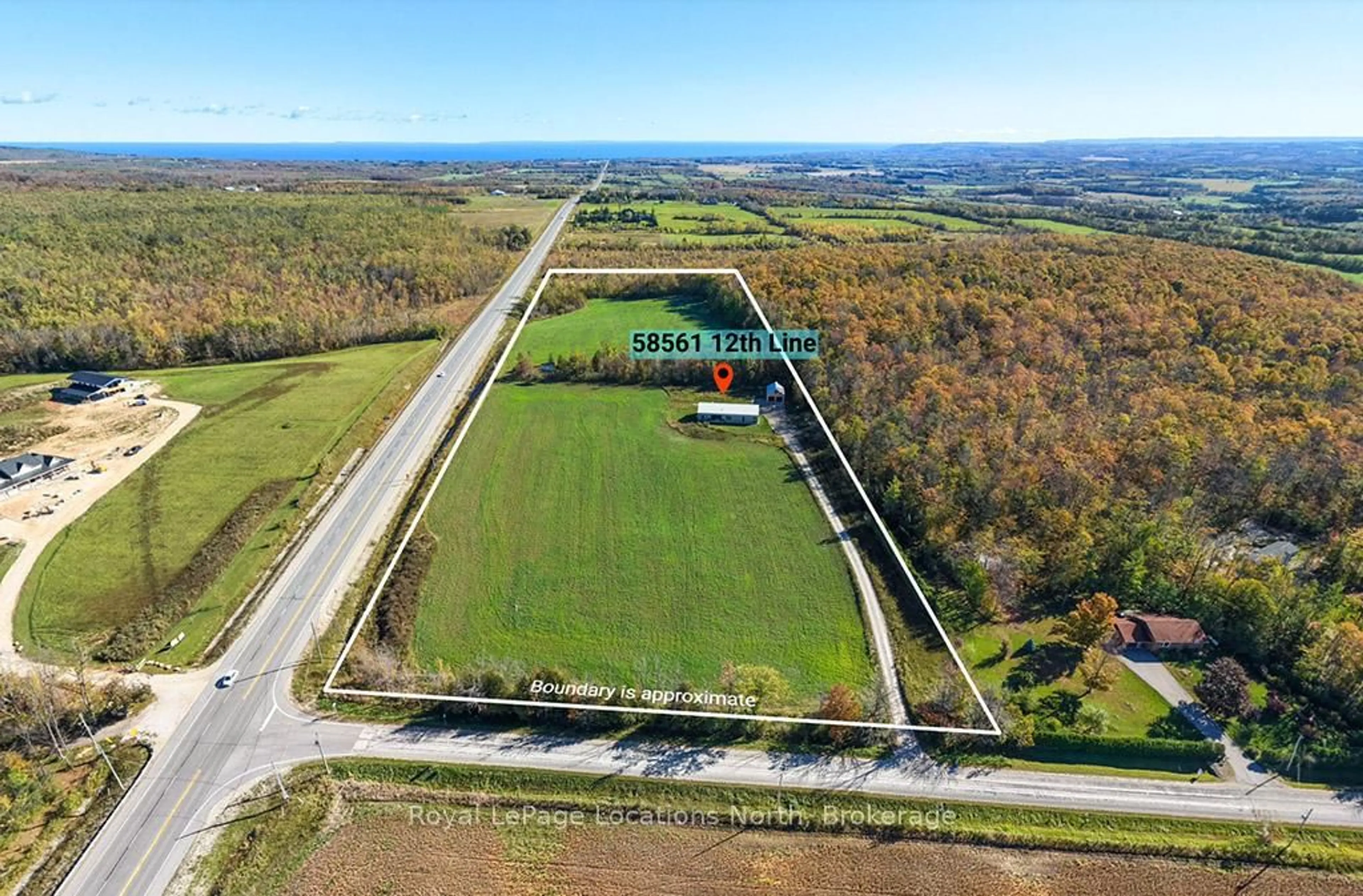 A pic from outside/outdoor area/front of a property/back of a property/a pic from drone, building for 58165 12th Line, Meaford Ontario N4L 1W5