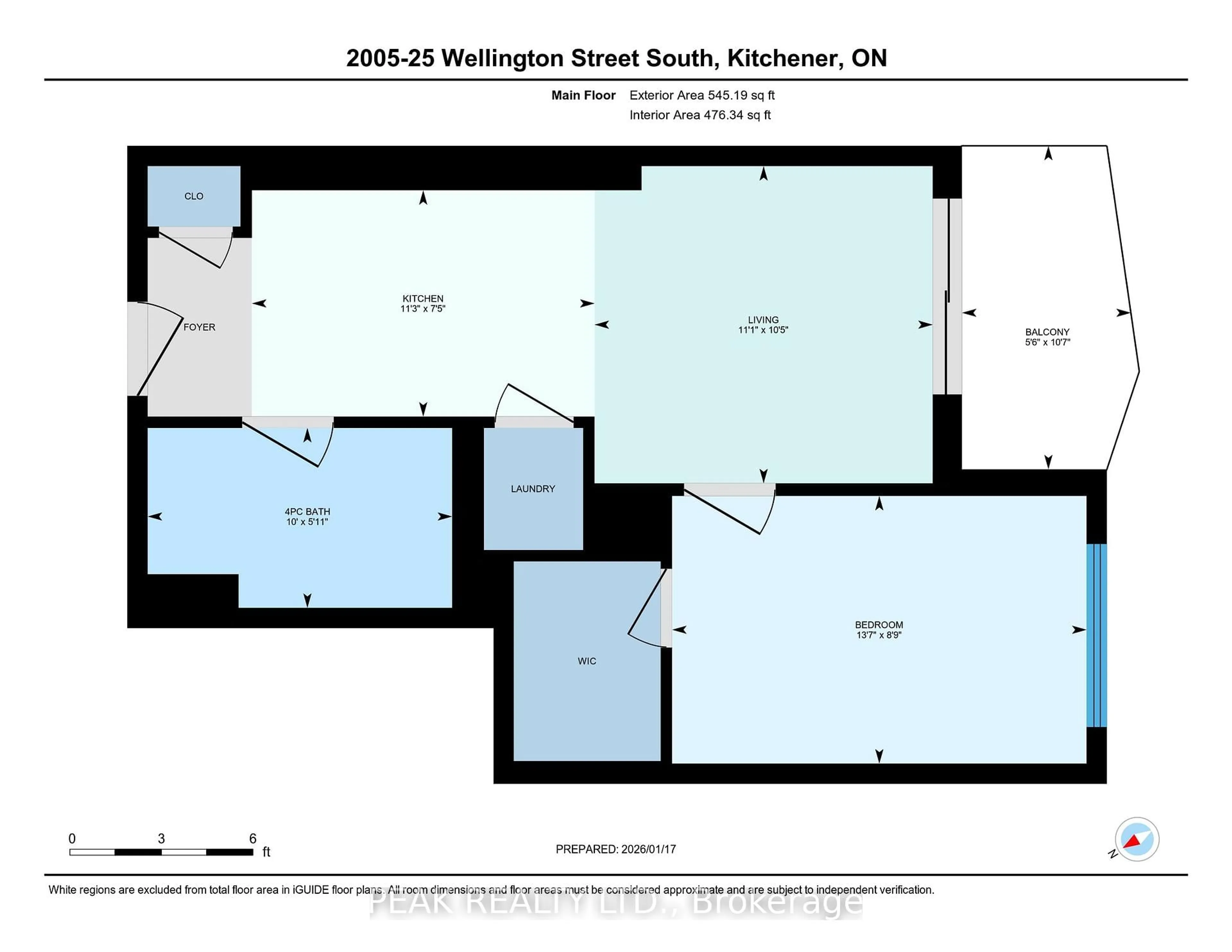 Floor plan for 25 Wellington St #2005, Kitchener Ontario N2G 0G5
