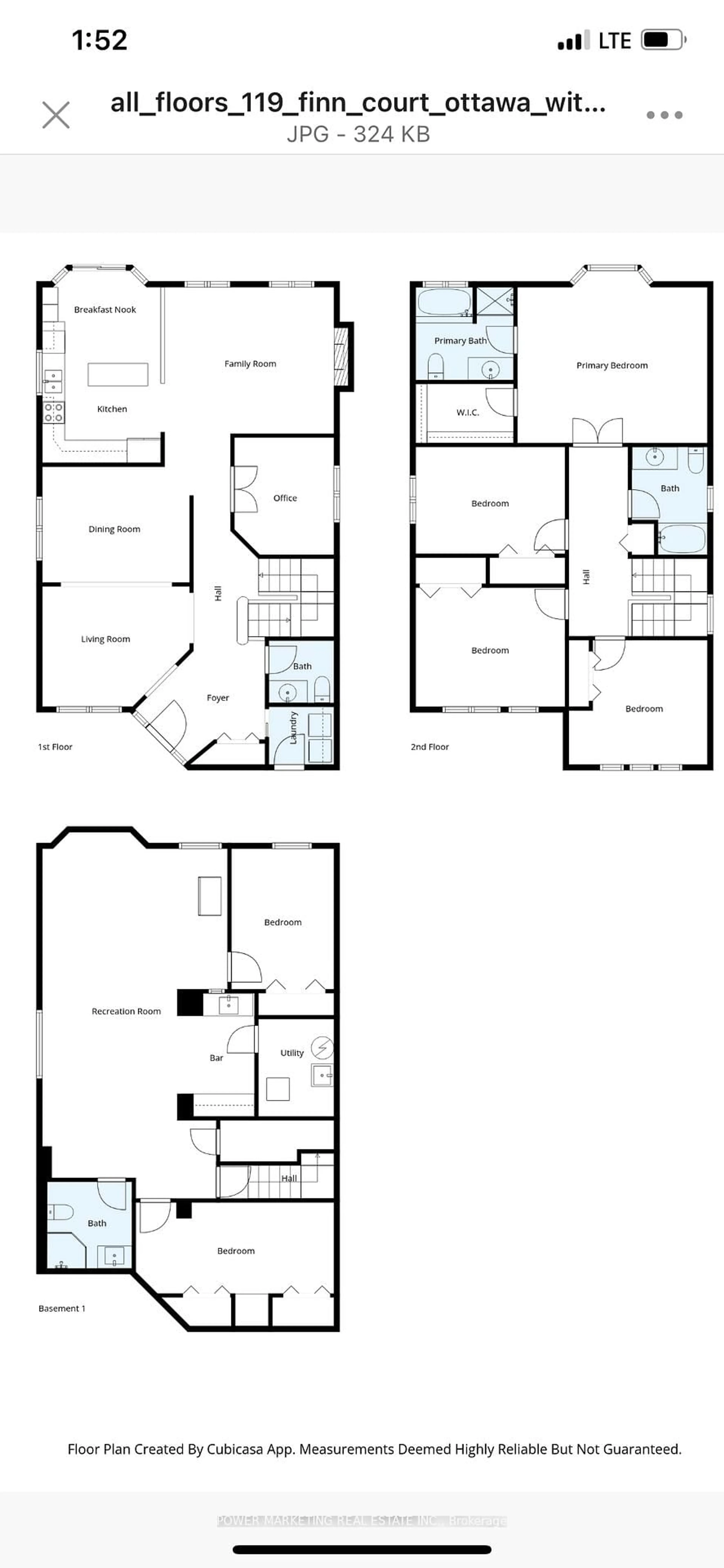 Floor plan for 119 Finn Crt, Ottawa Ontario K1V 2C6