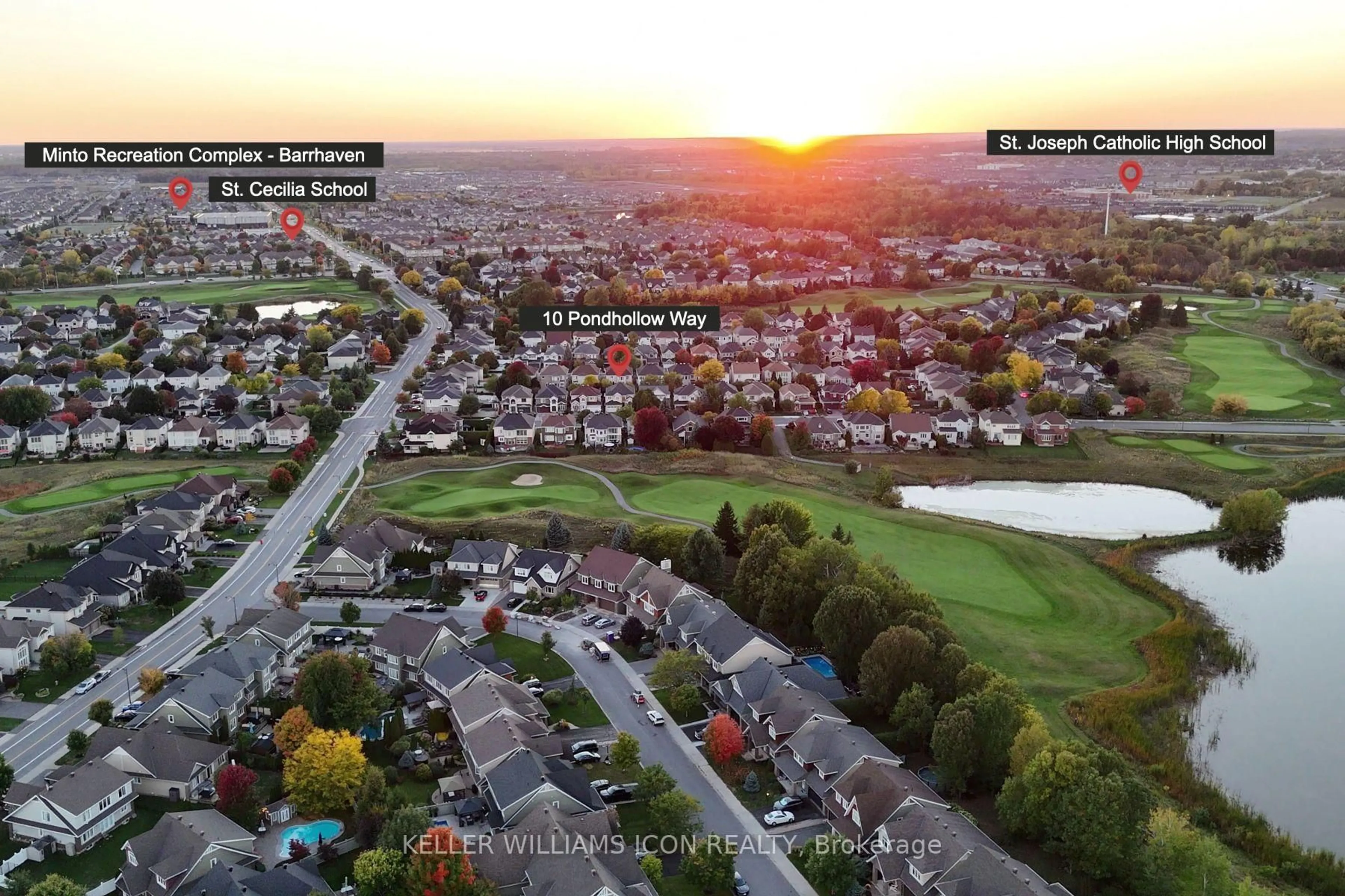 A pic from outside/outdoor area/front of a property/back of a property/a pic from drone, street for 10 Pondhollow Way, Ottawa Ontario K2J 4Y4