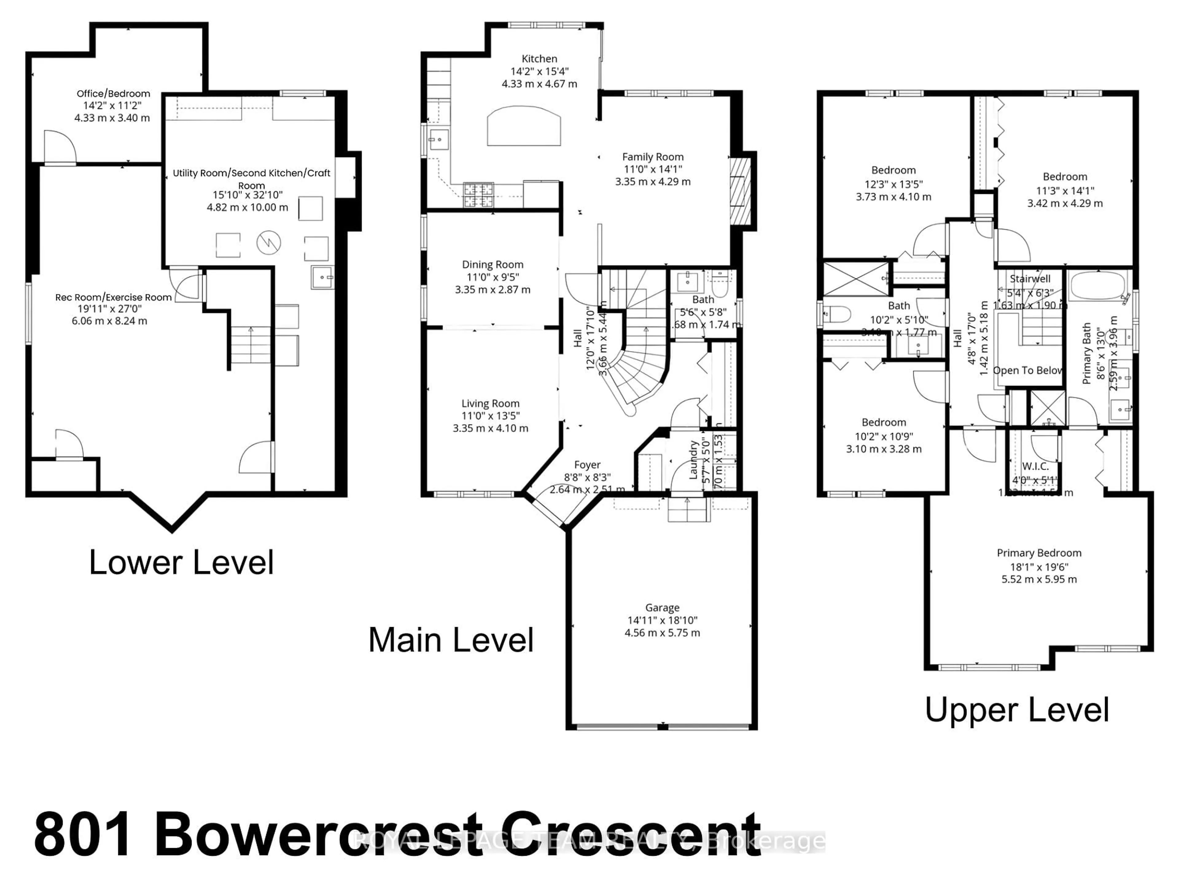 Floor plan for 801 Bowercrest Cres, Ottawa Ontario K1V 2K3