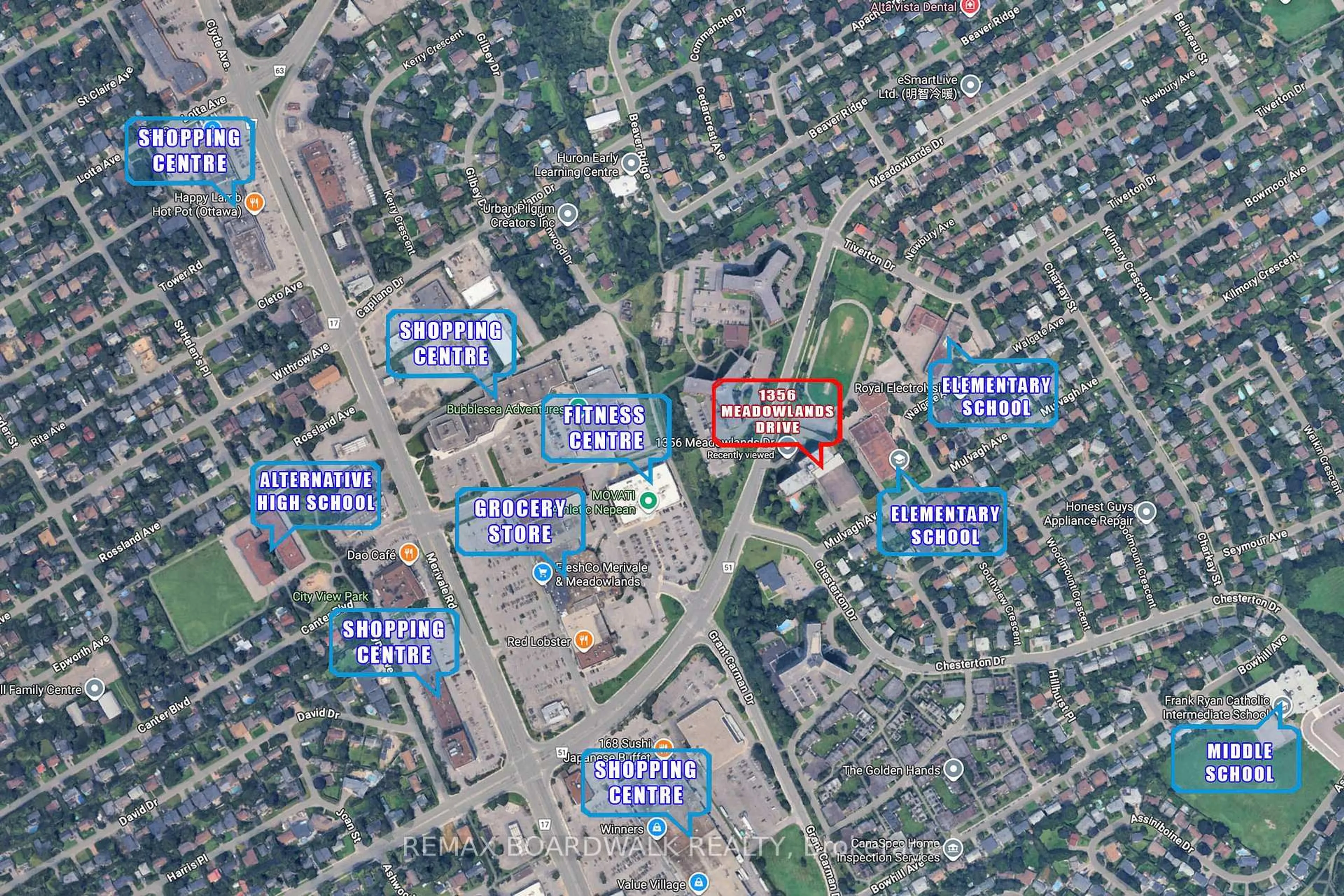 Picture of a map for 1356 Meadowlands Dr #204, Ottawa Ontario K2E 6K6