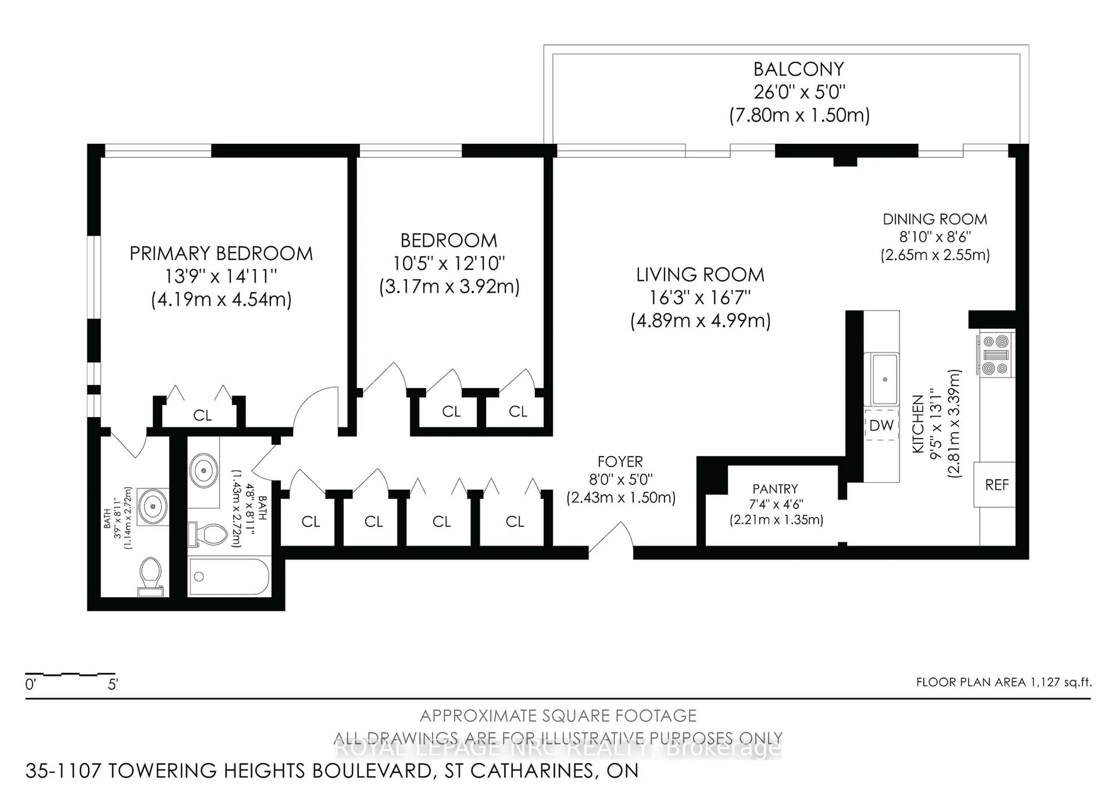 Floor plan for 35 Towering Heights Blvd #1107, St. Catharines Ontario L2T 3G8