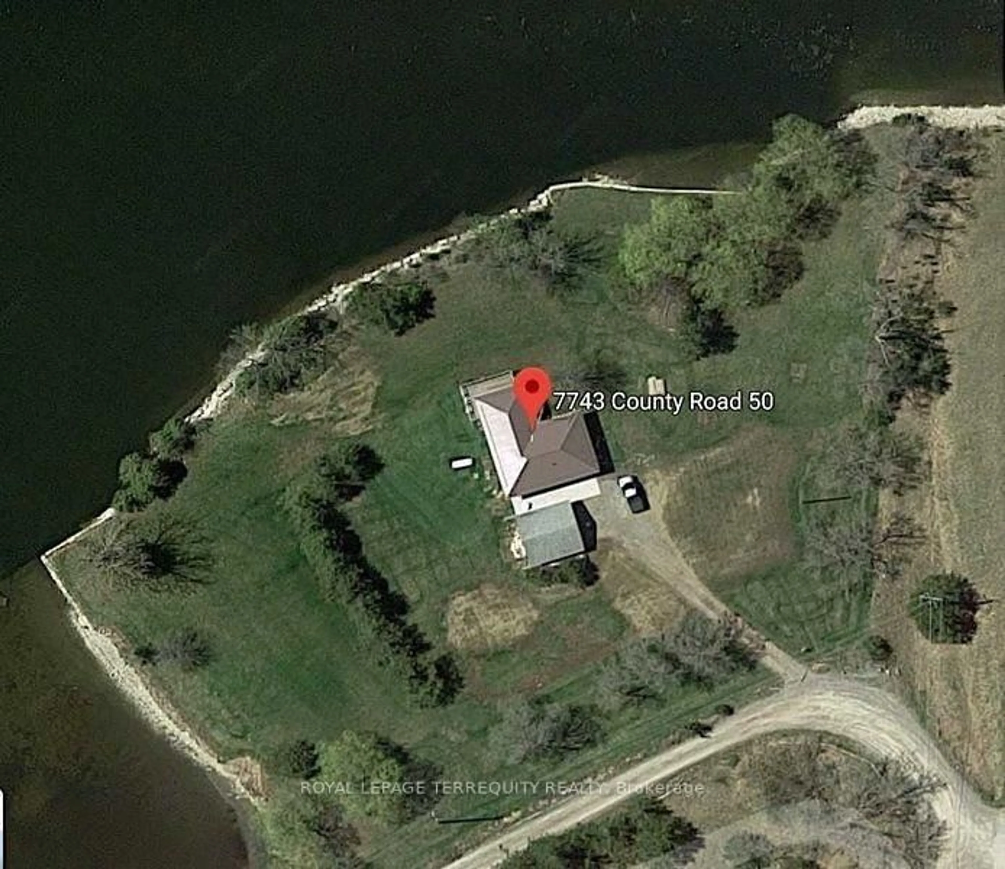 A pic from outside/outdoor area/front of a property/back of a property/a pic from drone, water/lake/river/ocean view for 7743 County Rd 50, Trent Hills Ontario K0L 1L0